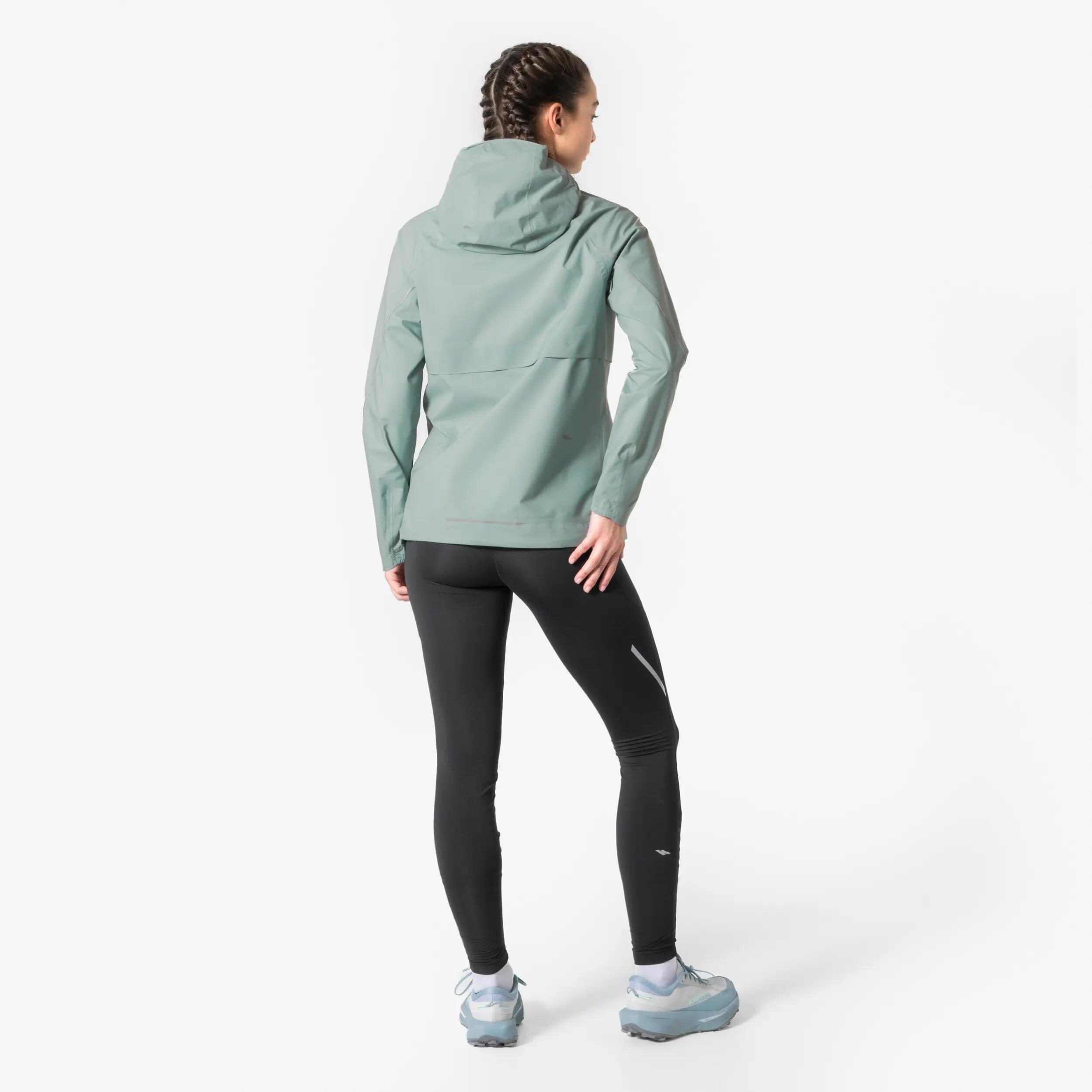 Giacca impermeabile running donna RUN FLOW verde 12/12