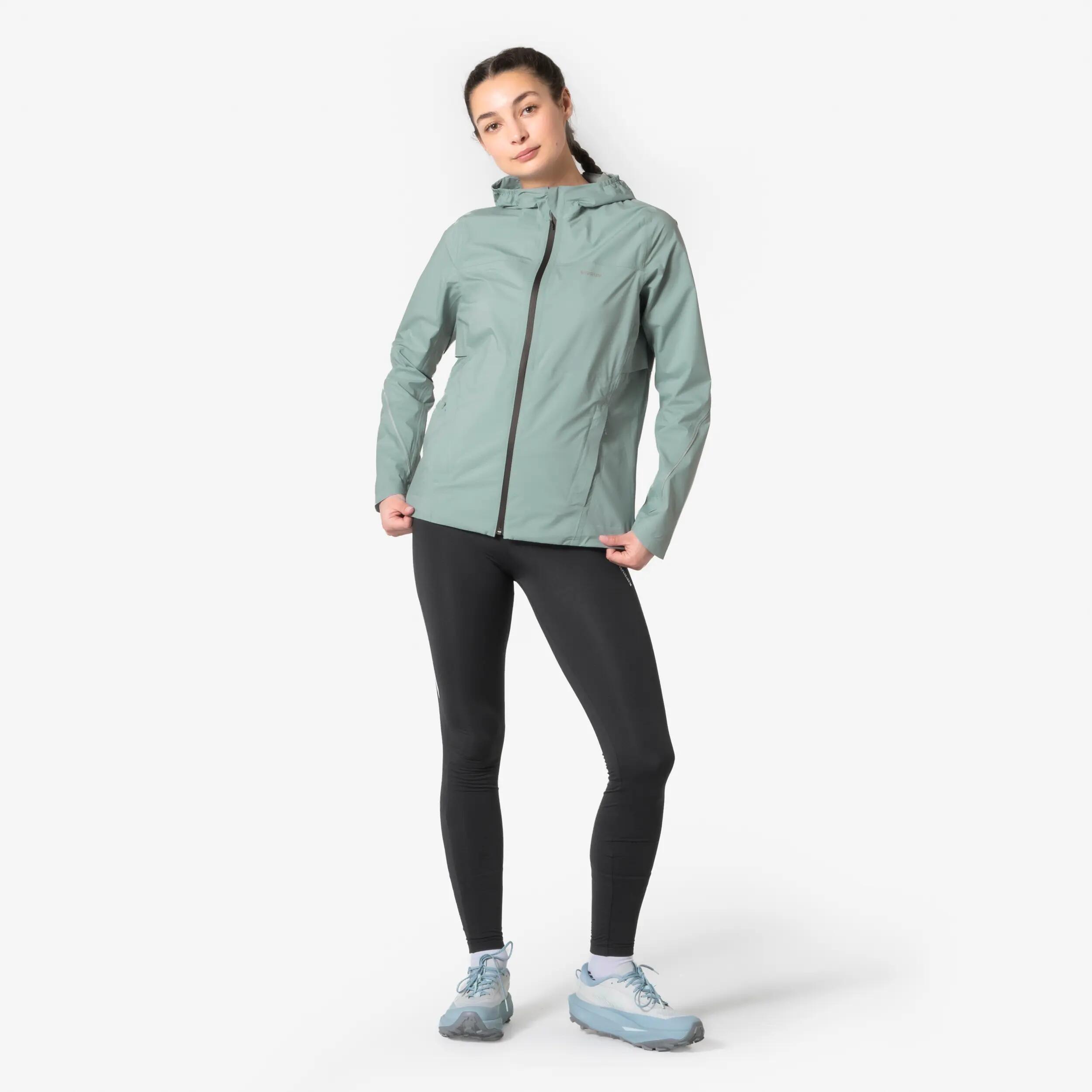 Giacca impermeabile running donna RUN FLOW verde 2/12