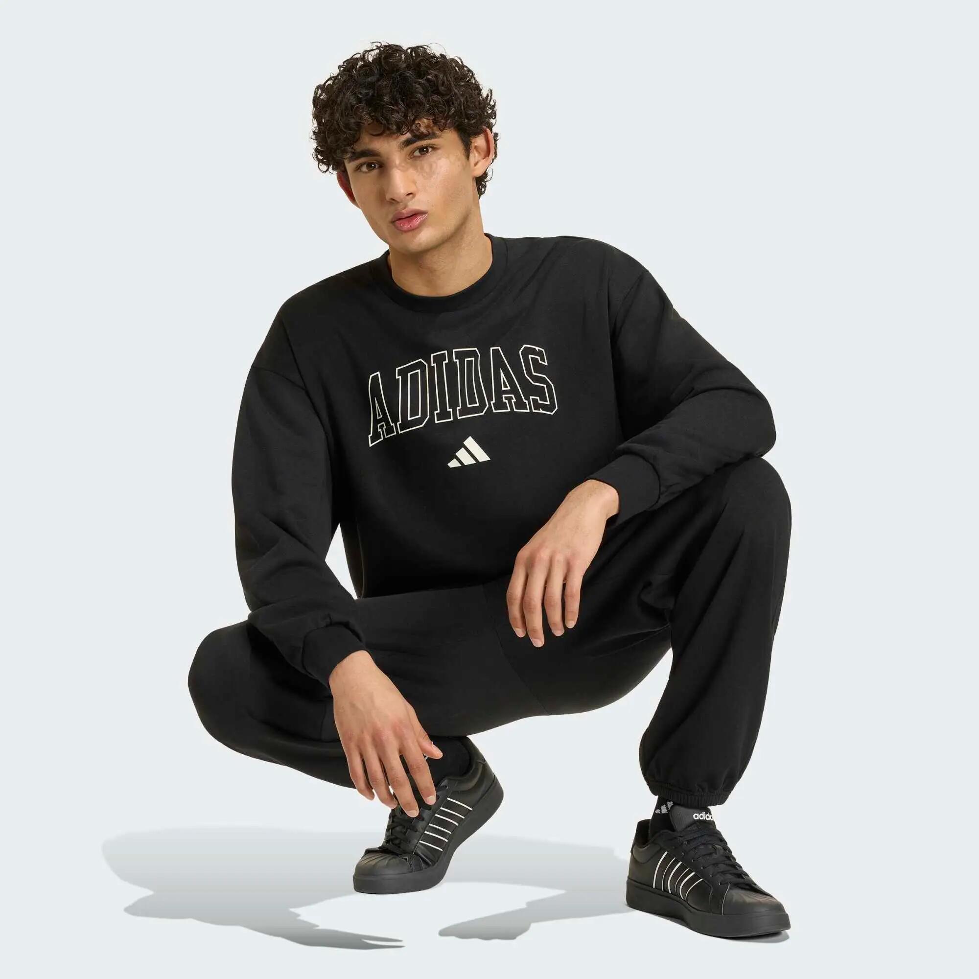 Buzo de felpa francesa Adidas Seasonal Essentials Collegiate, negro 3/10