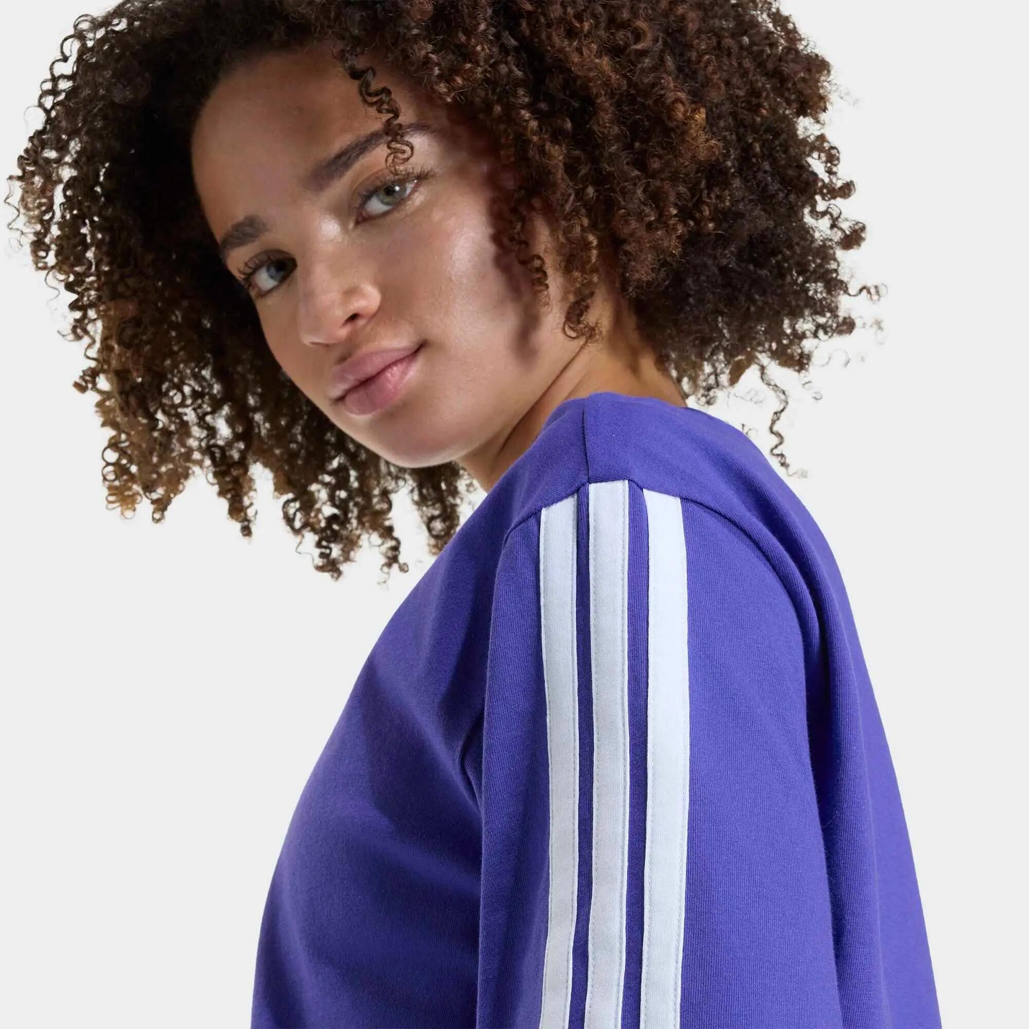 Camiseta de corte amplio para mujer Adidas Essentials 3 Rayas, morado 5/6
