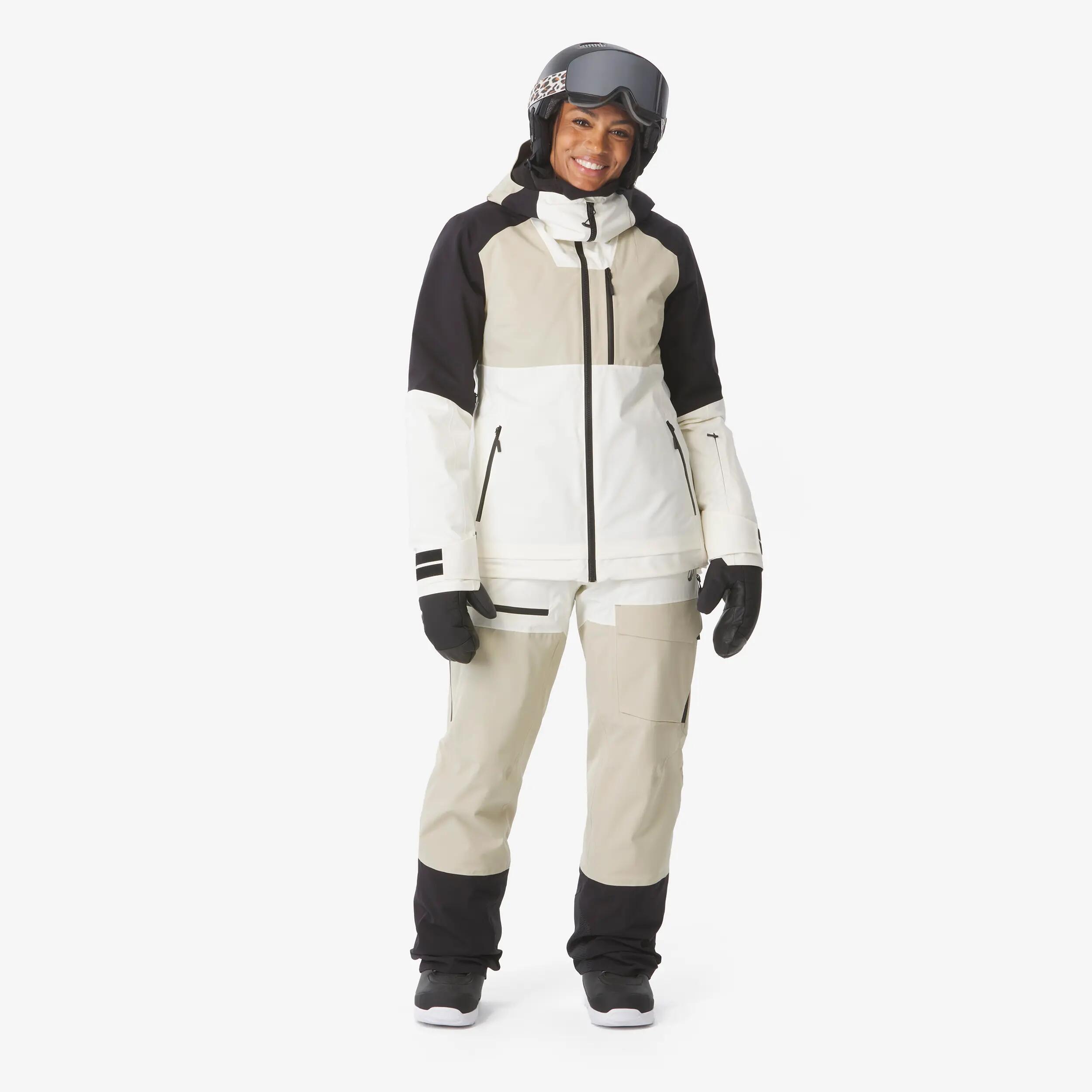 Pantalons esquí i snowboard impermeables dona Pant 500 AM blanc i beix 6/24