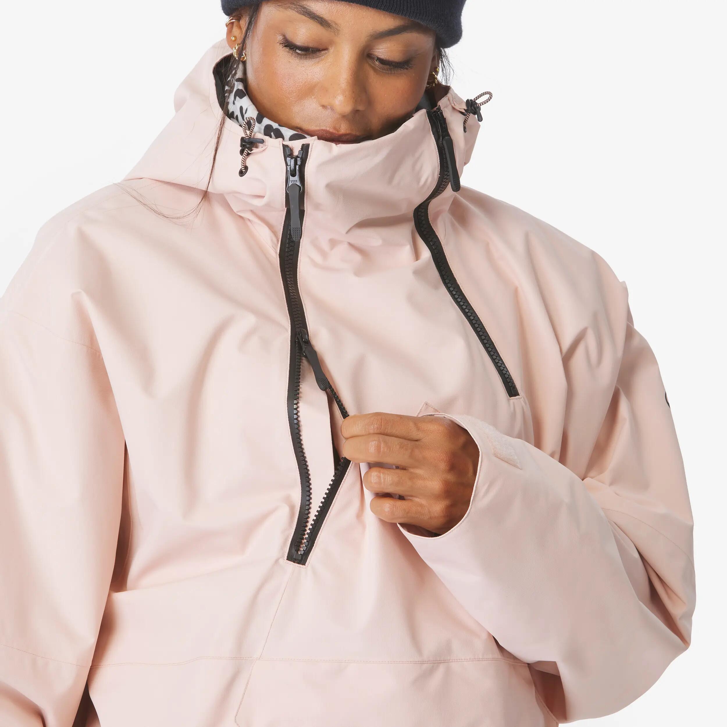 Chaqueta oversize de esquí y snowboard mujer, ANORAK 500, rosa  11/29