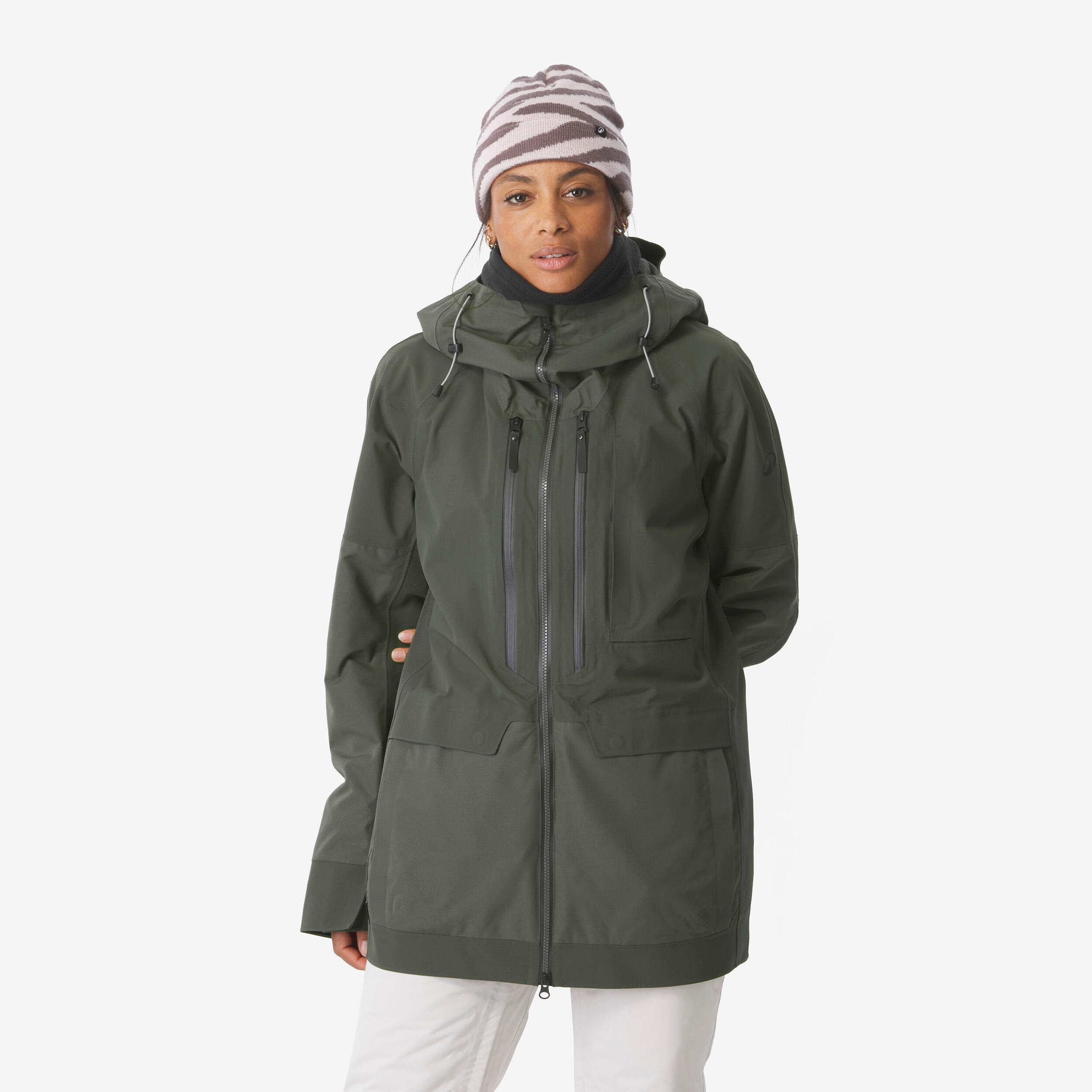 Veste snowboard imperméable femme, SNB 900 kaki
