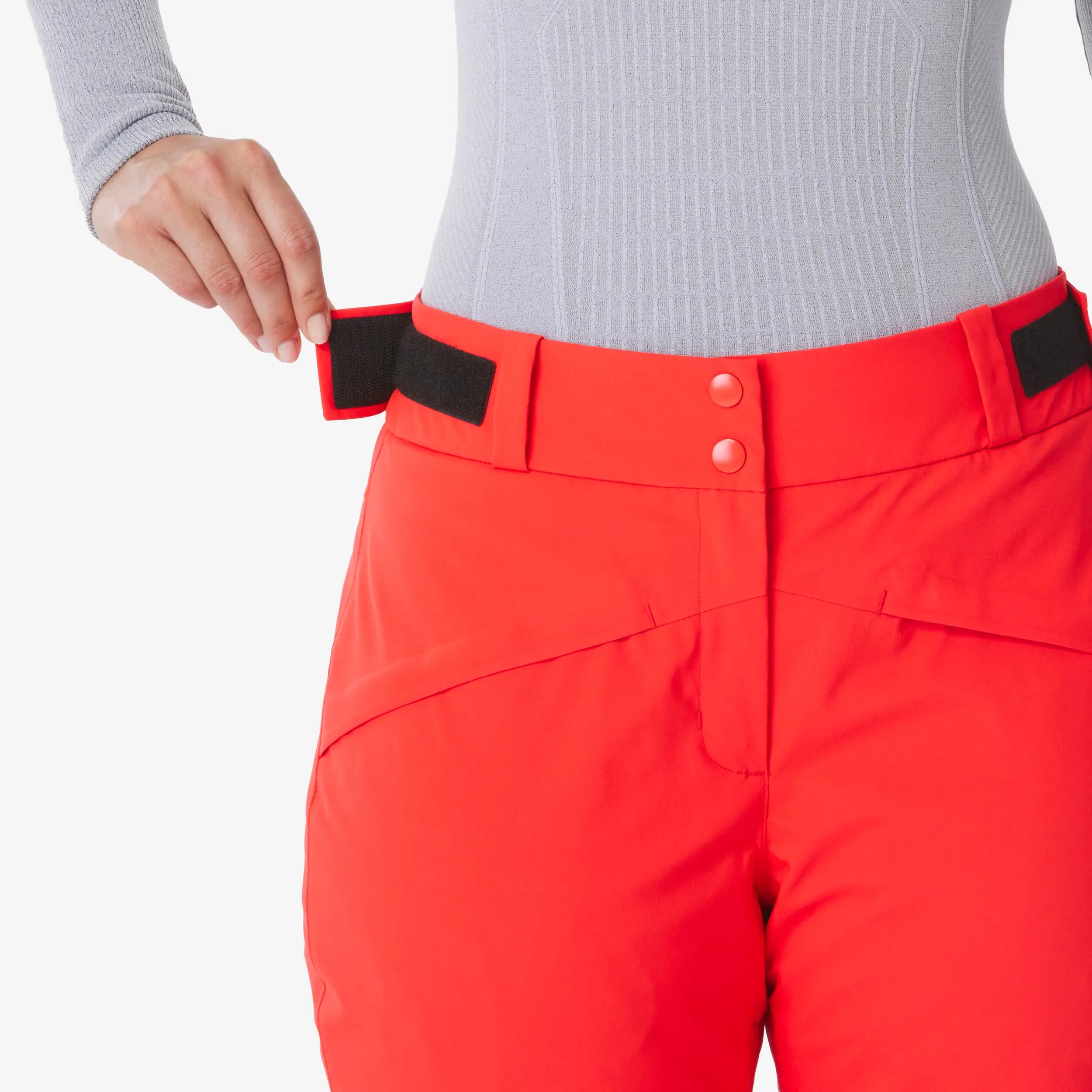 Calças quentes e respiráveis de ski e snowboard mulher, Pant 500 vermelho 7/24