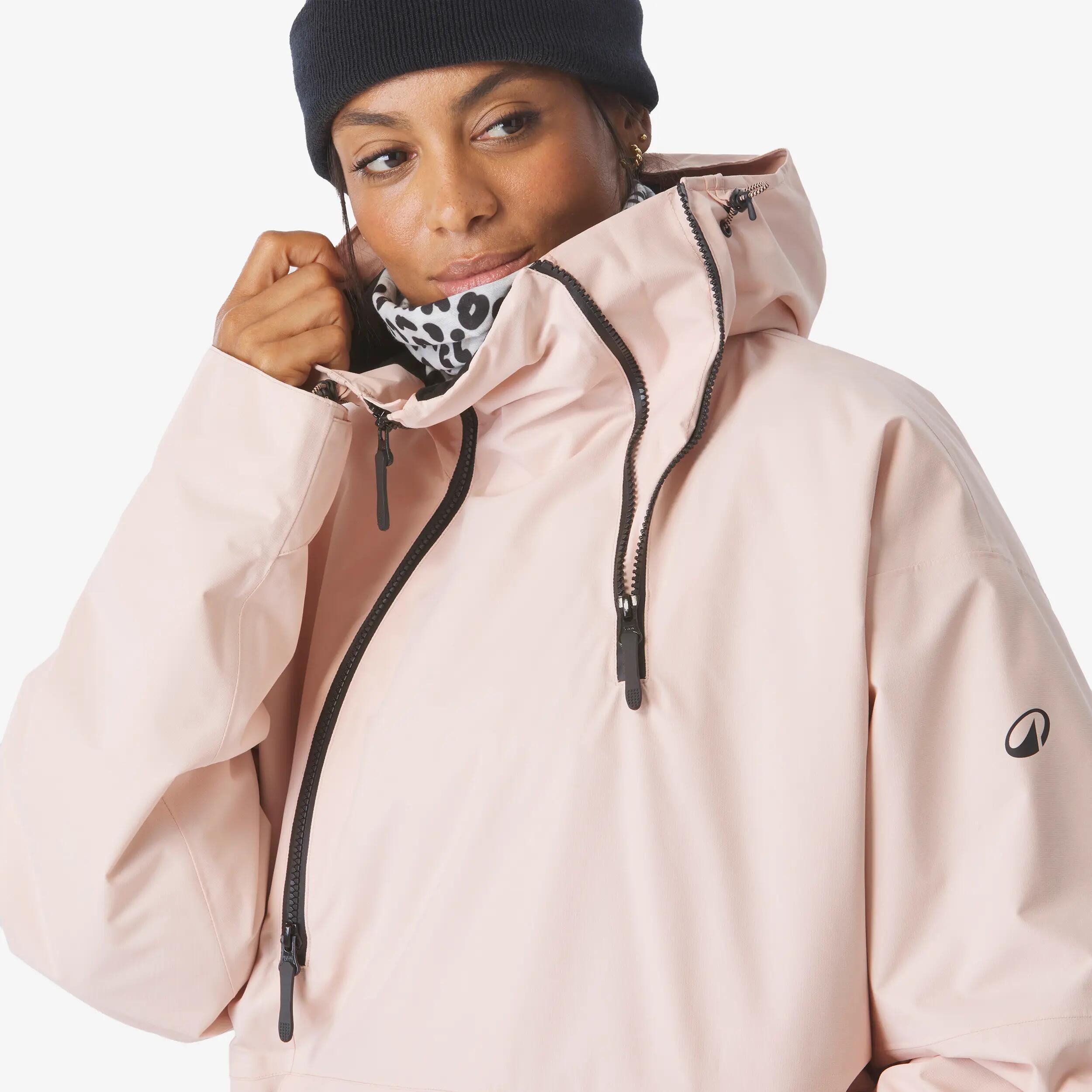 Chaqueta oversize de esquí y snowboard mujer, ANORAK 500, rosa  12/29