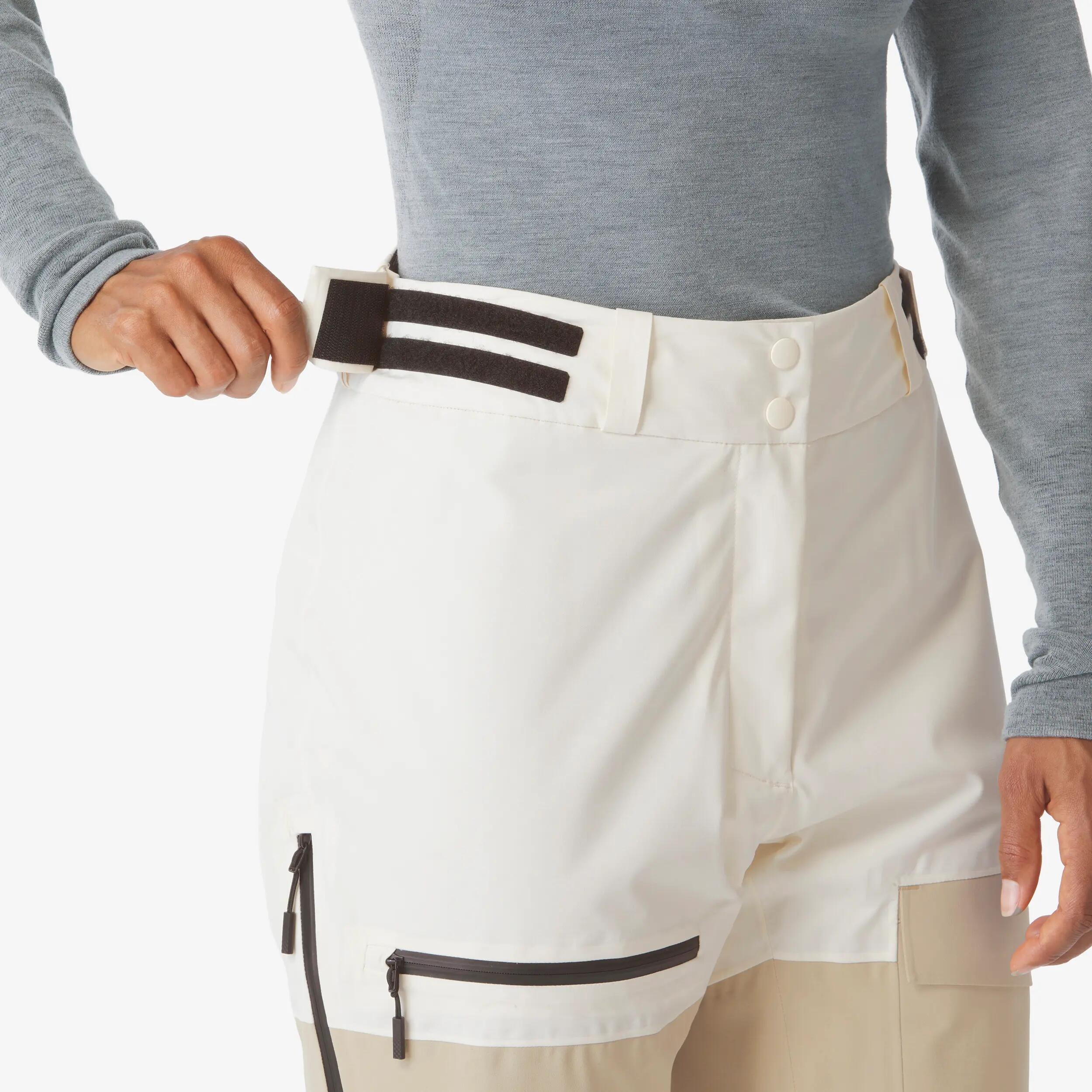 Pantalons esquí i snowboard impermeables dona Pant 500 AM blanc i beix 7/24