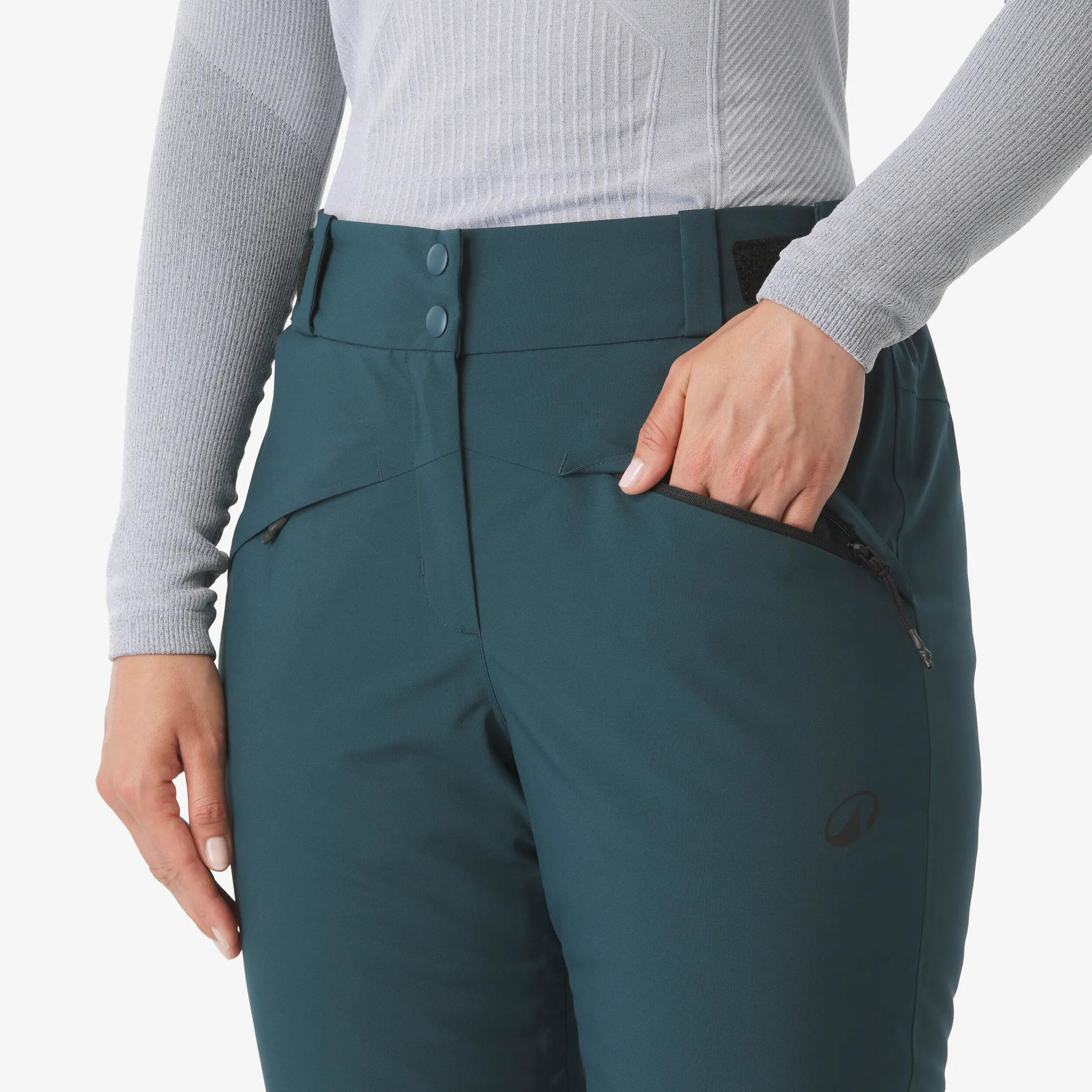 Pantalons d'esquí i snowboard càlids i transpirables dona Pant 500 verd fosc 6/20