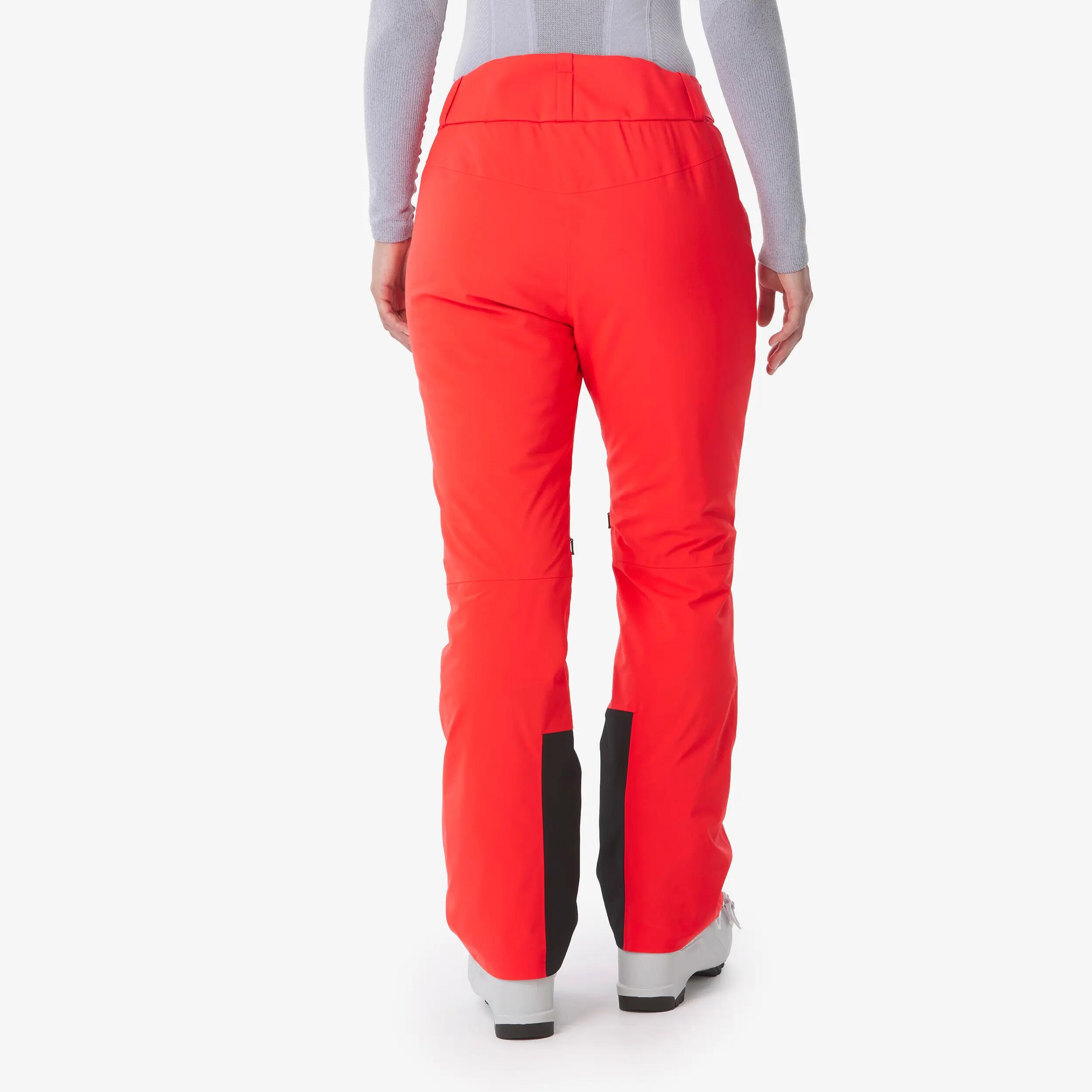 Calças quentes e respiráveis de ski e snowboard mulher, Pant 500 vermelho 4/24