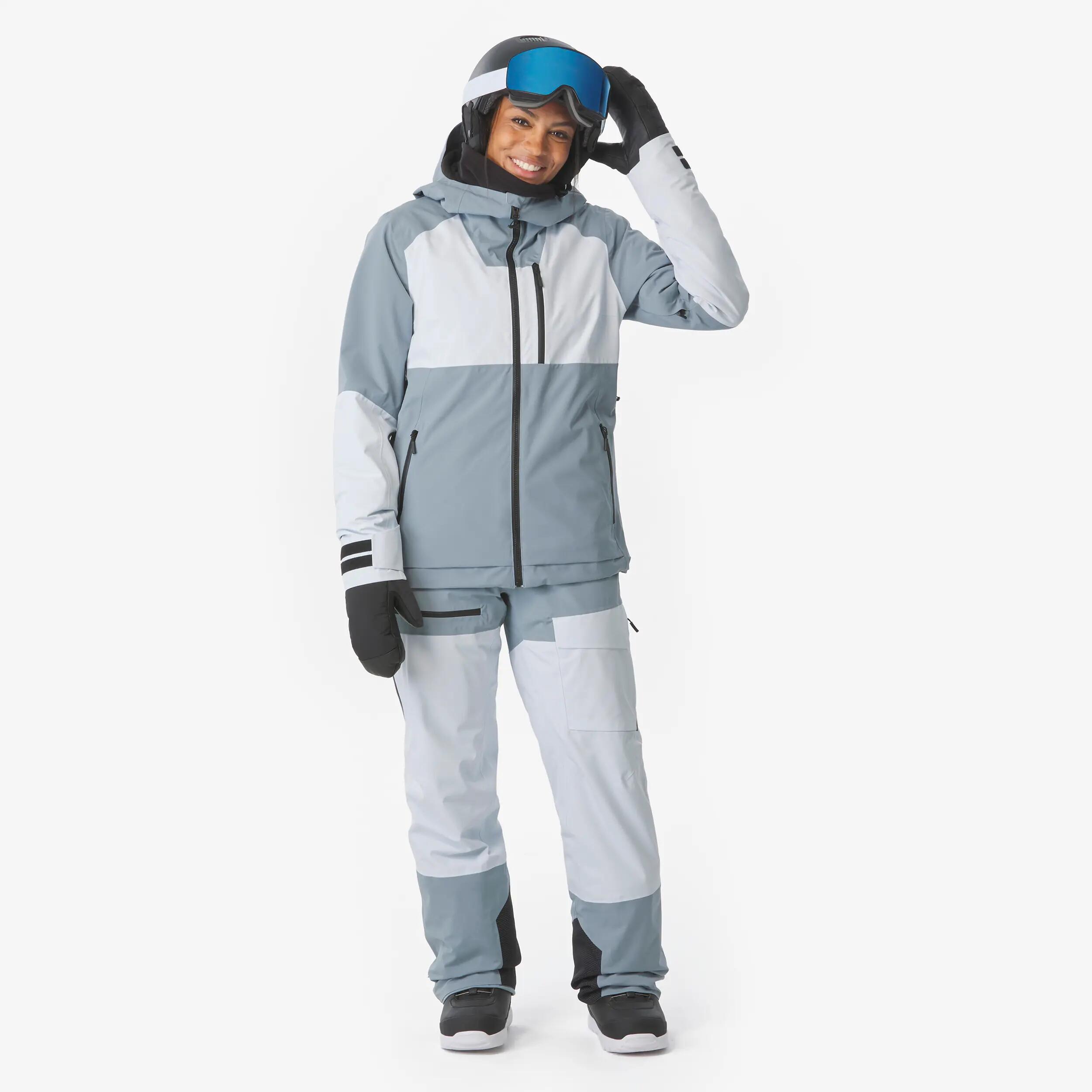 Ski- en snowboardjas 500 voor dames blauw-grijs 5/28