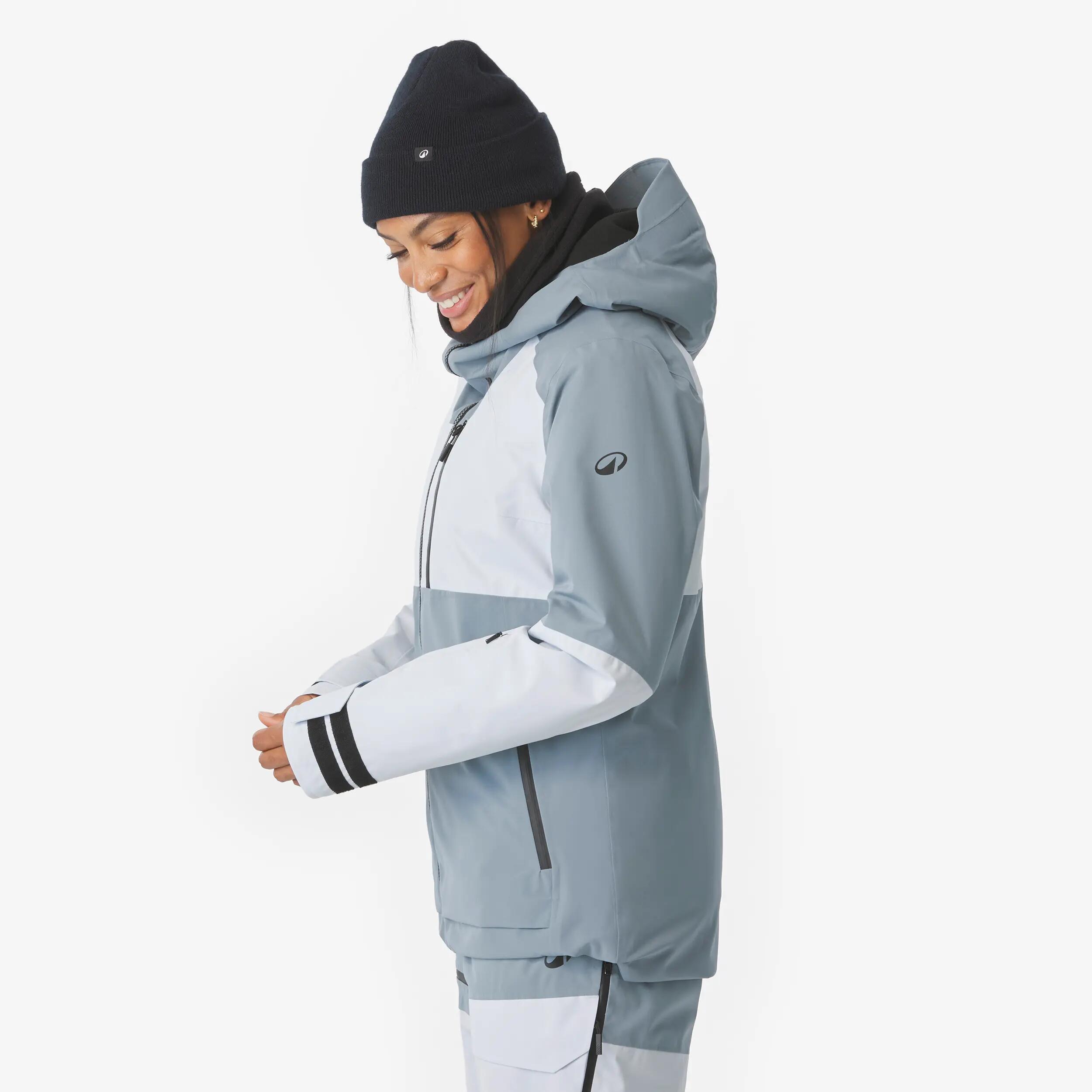 Ski- en snowboardjas 500 voor dames blauw-grijs 7/28
