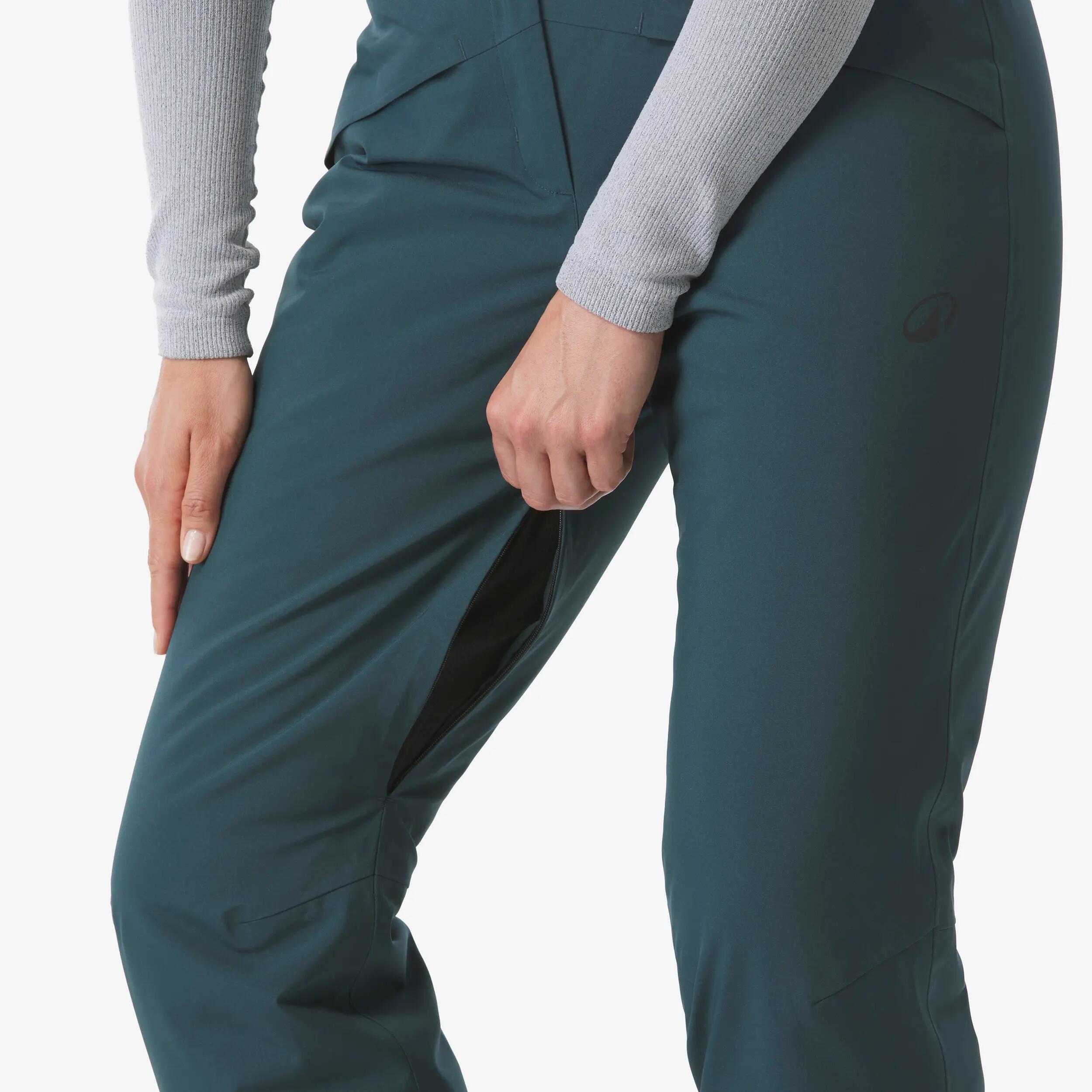 Pantalons d'esquí i snowboard càlids i transpirables dona Pant 500 verd fosc 7/20