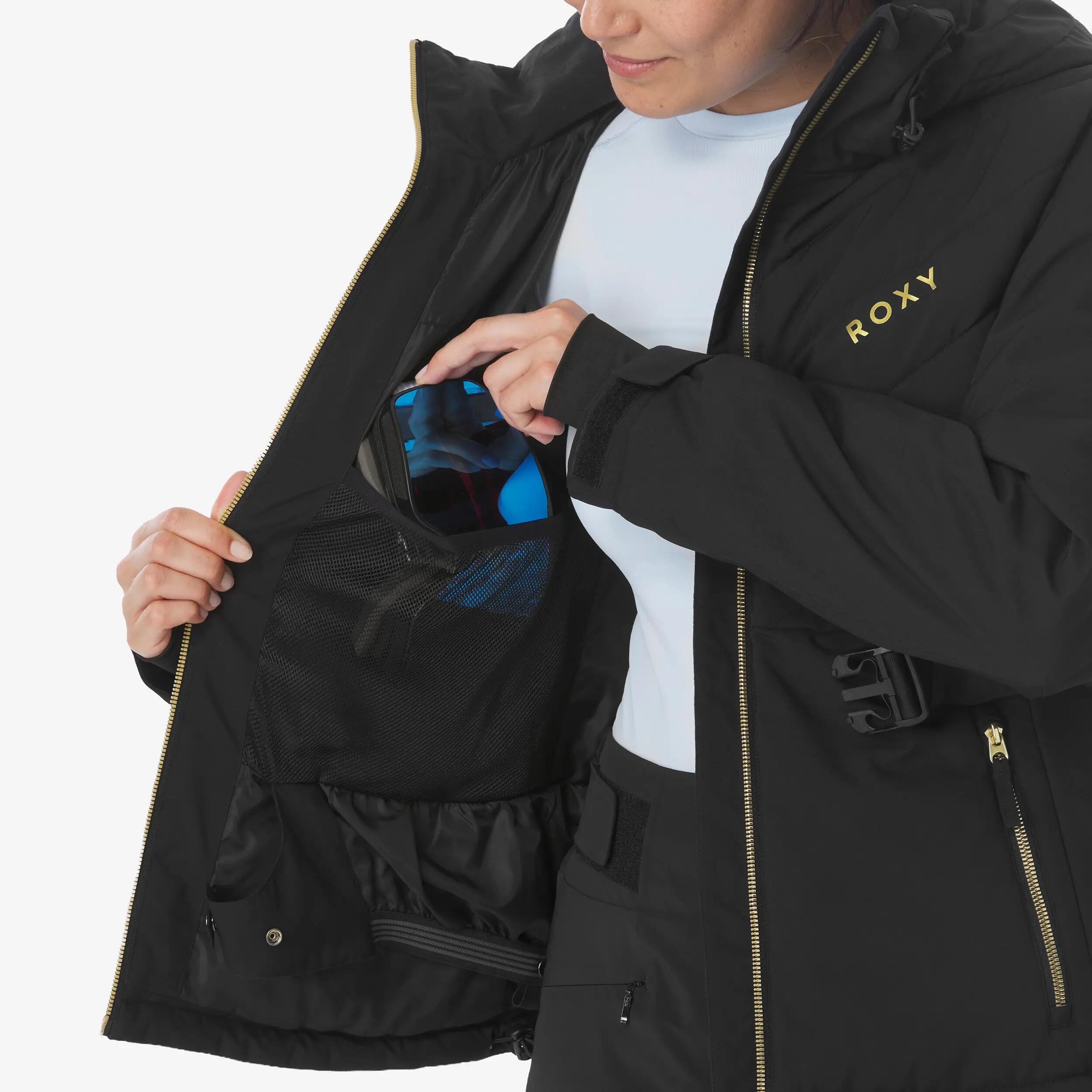 Veste de ski et snowboard chaude femme, ROXY Snowbelt noir 10/15