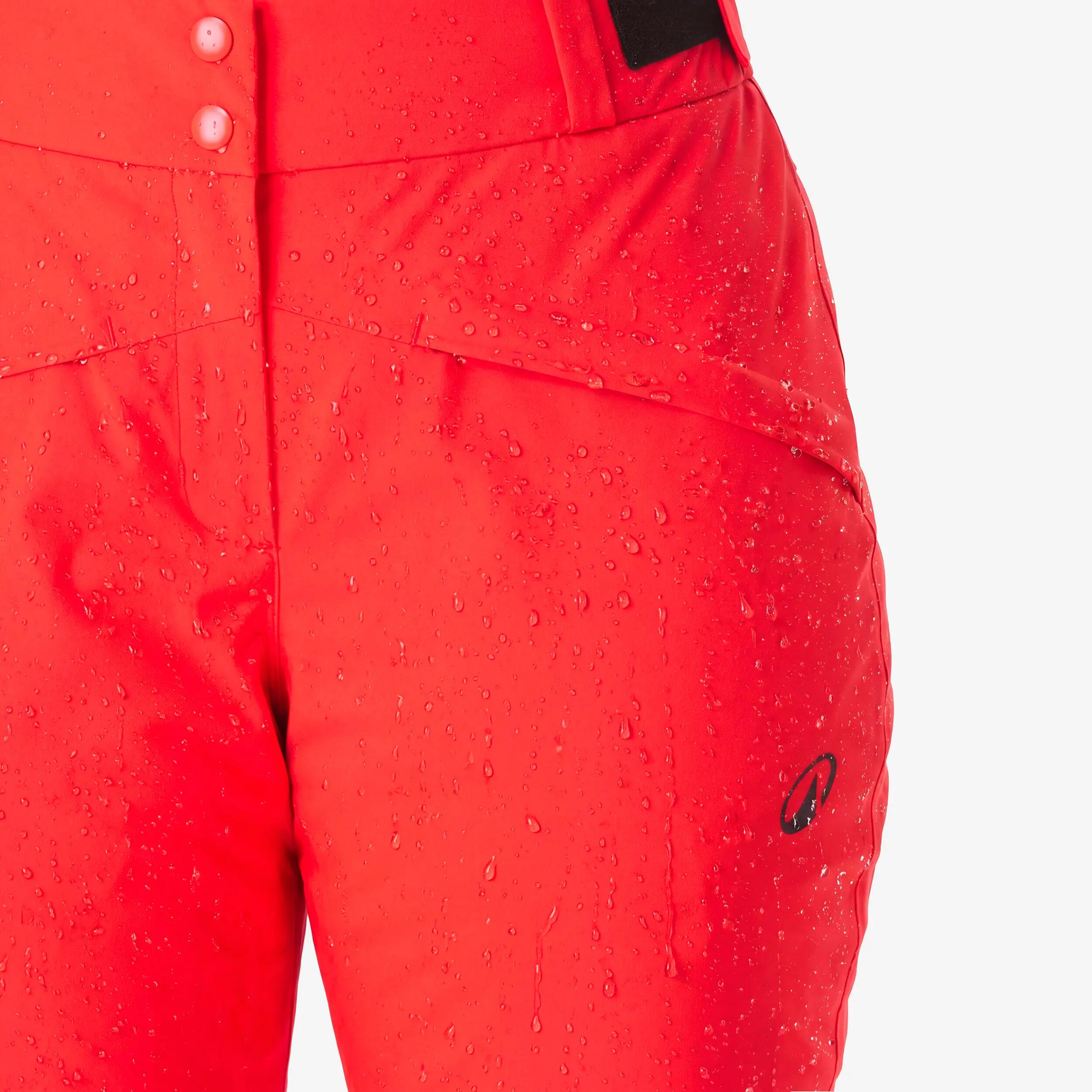 Calças quentes e respiráveis de ski e snowboard mulher, Pant 500 vermelho 12/24