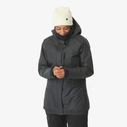 Veste de ski et snowboard longue et chaude femme, 500 long beige