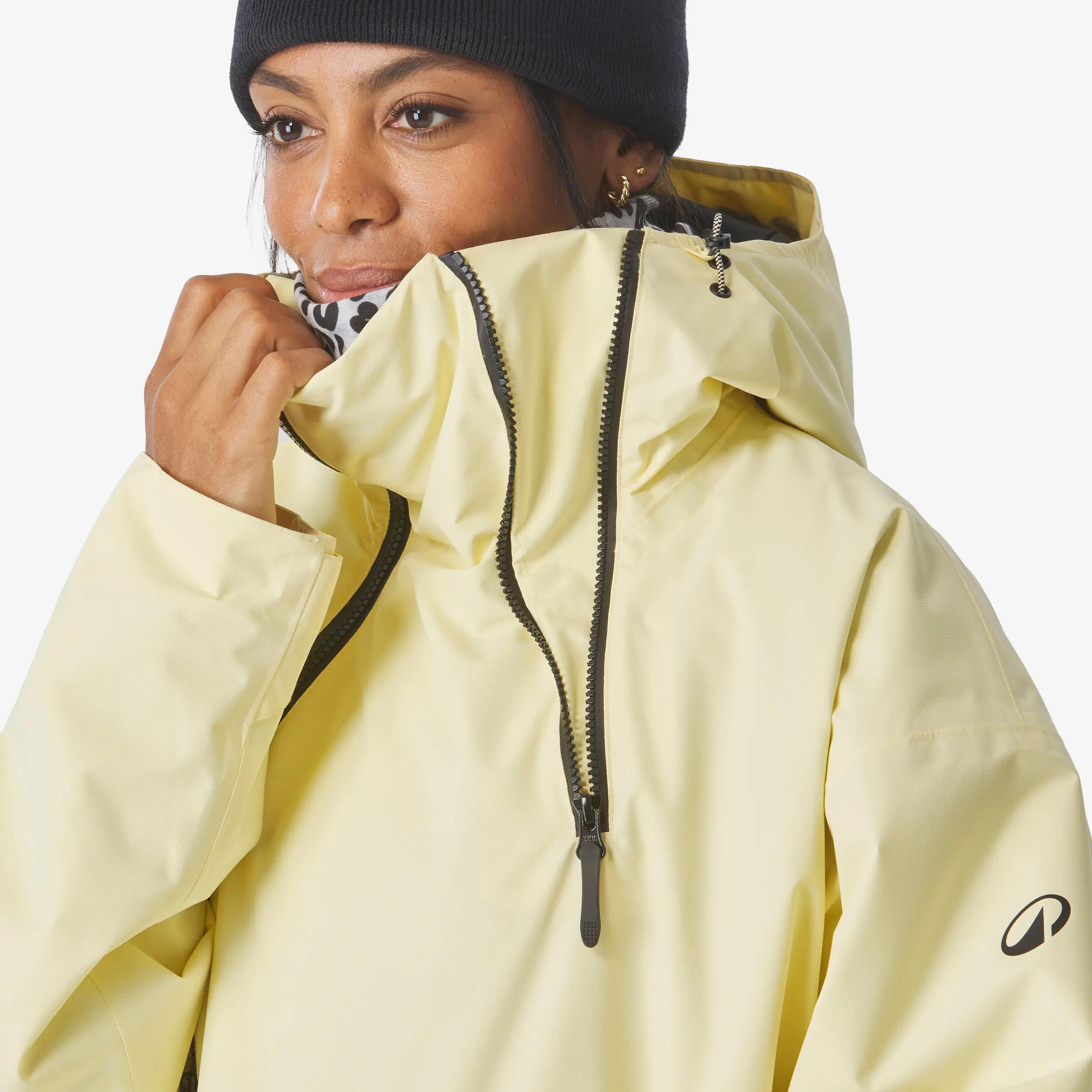 Jaqueta oversize d'esquí i snowboard dona ANORAK 500 groc 12/30