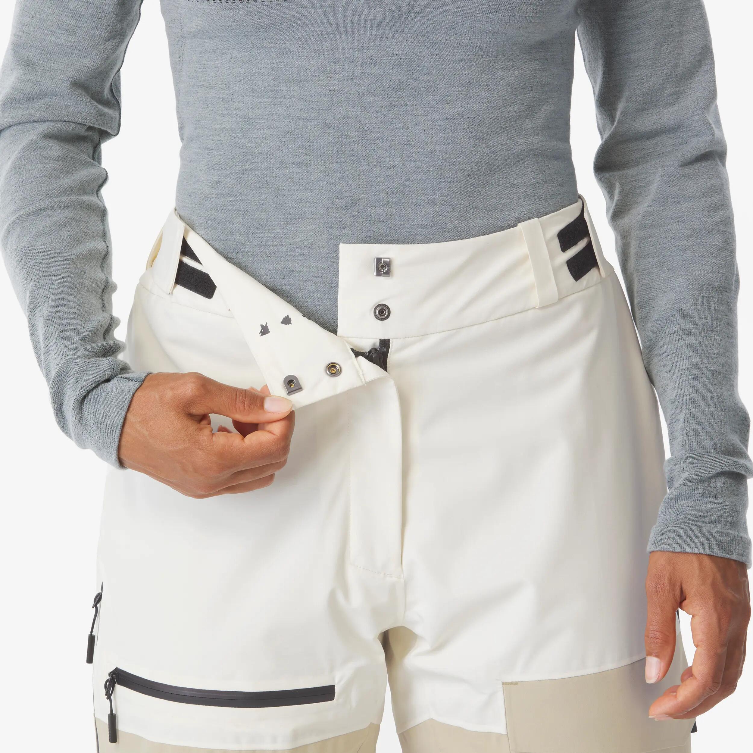 Pantalons esquí i snowboard impermeables dona Pant 500 AM blanc i beix 8/24