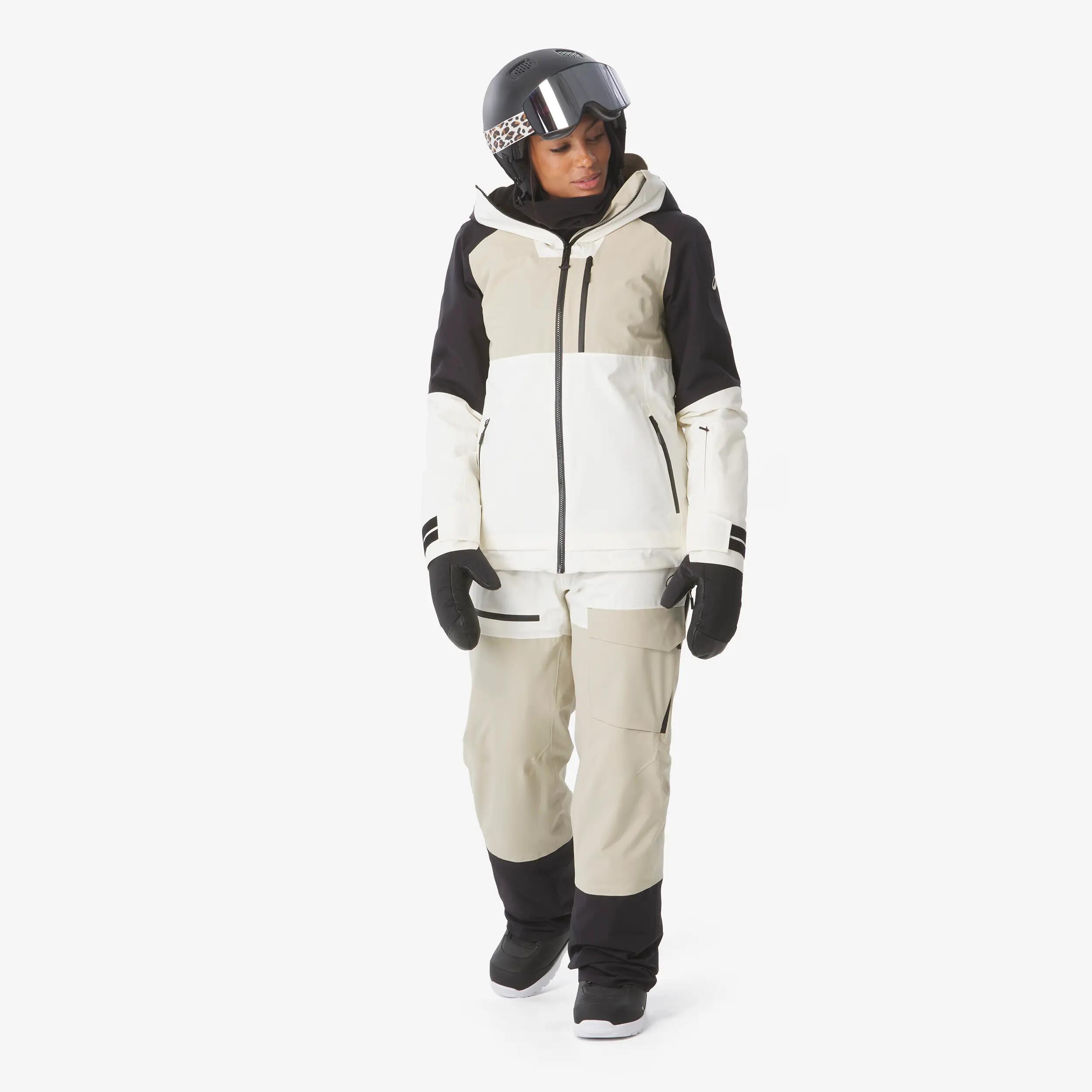 Pantalons esquí i snowboard impermeables dona Pant 500 AM blanc i beix 3/24