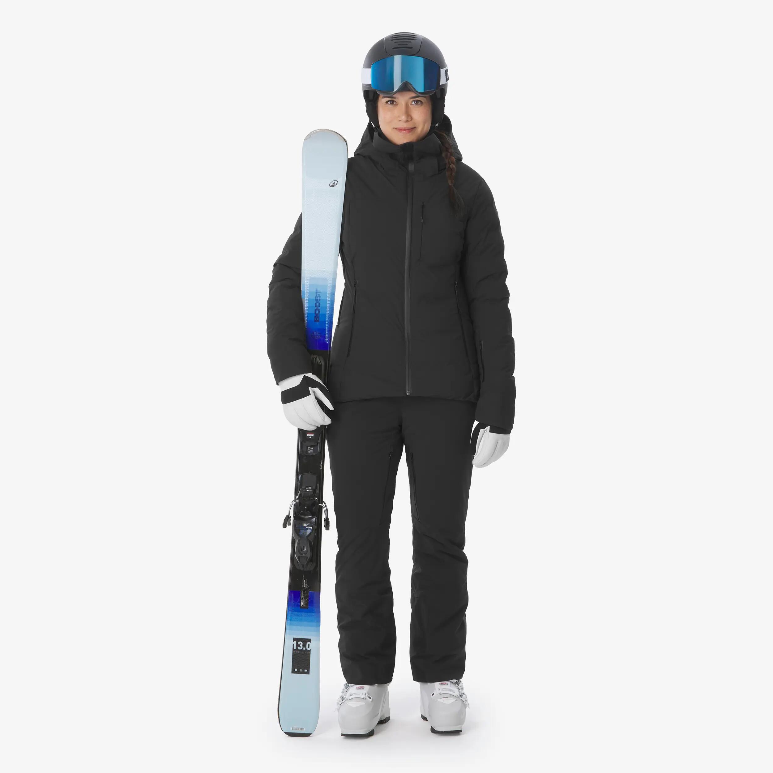 Chaqueta acolchada de esquí y snowboard cálida mujer, 500 WARM negro  3/13