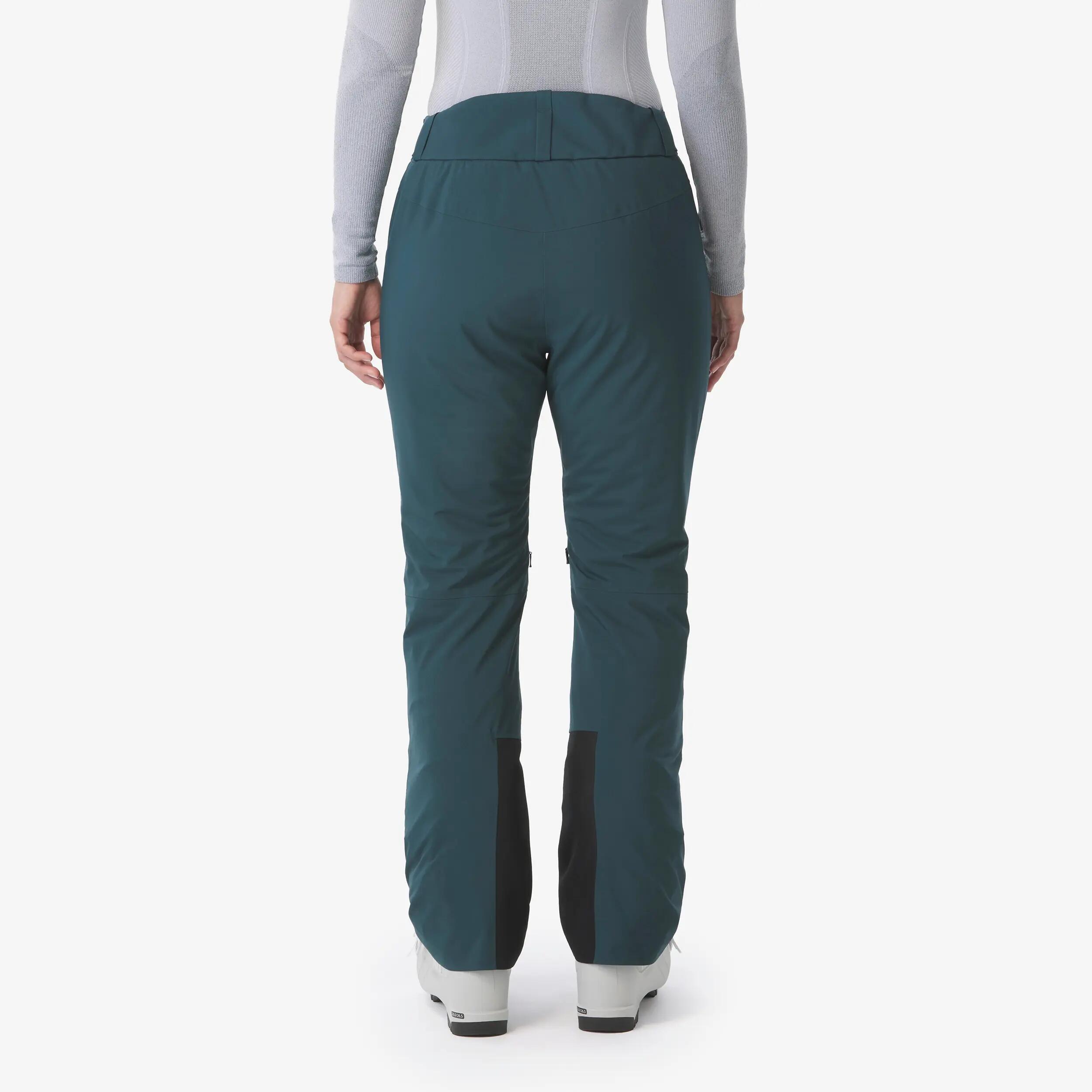 Pantalons d'esquí i snowboard càlids i transpirables dona Pant 500 verd fosc 4/20