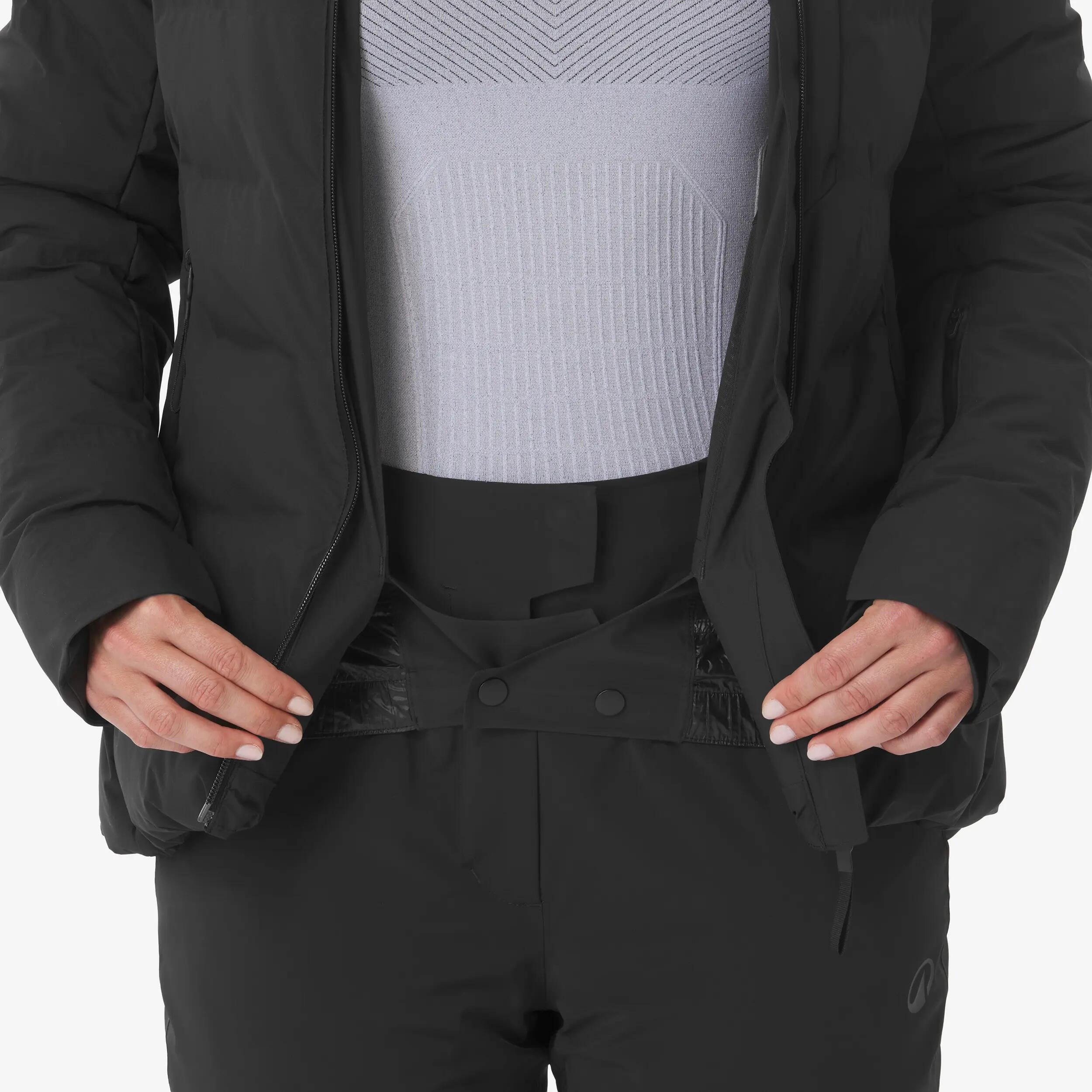 Chaqueta acolchada de esquí y snowboard cálida mujer, 500 WARM negro  10/13