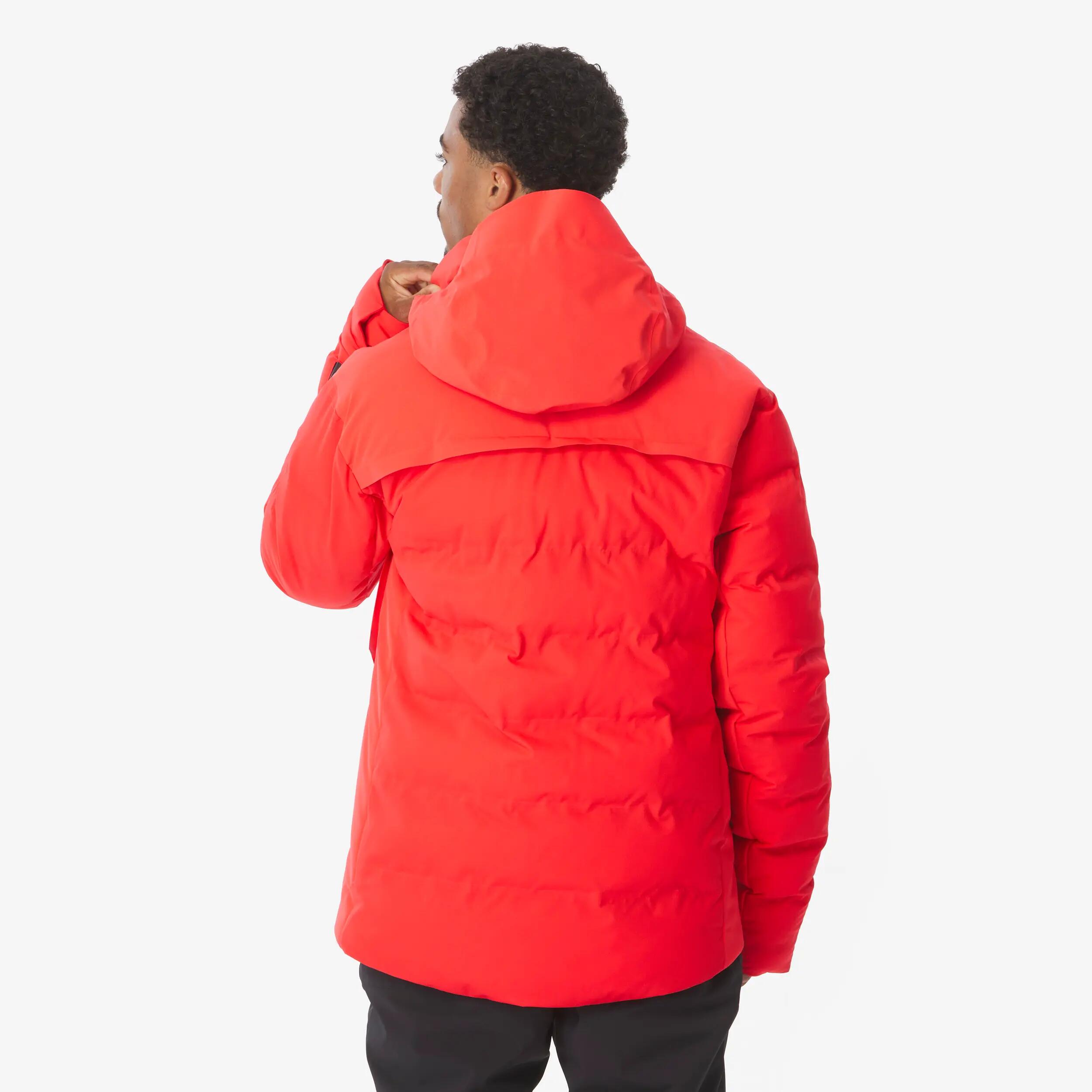 Casaco acolchoado de ski e snowboard quente homem, 500 WARM vermelho 5/16
