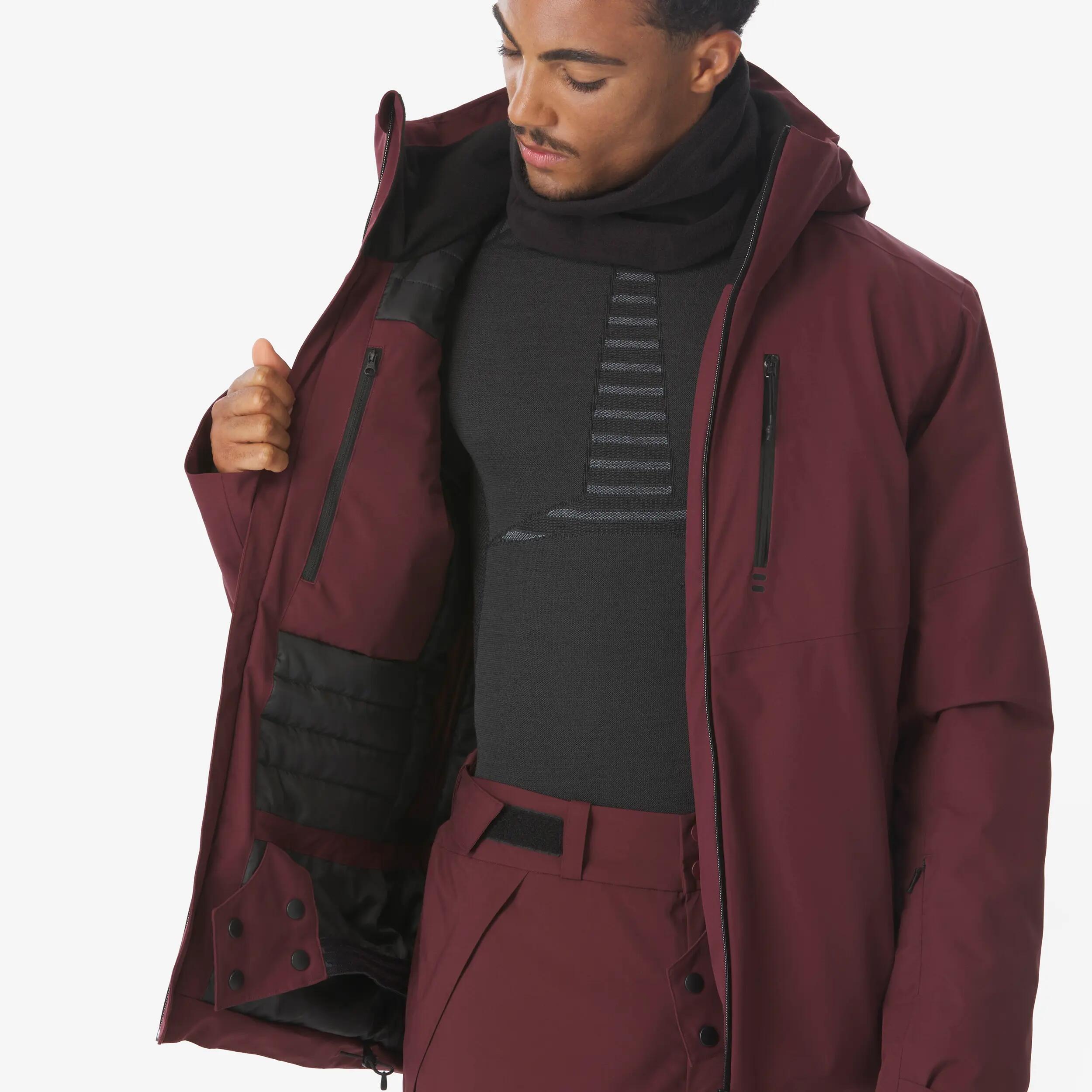 Jaqueta d'esquí snowboard impermeable home 500 bordeus  12/14