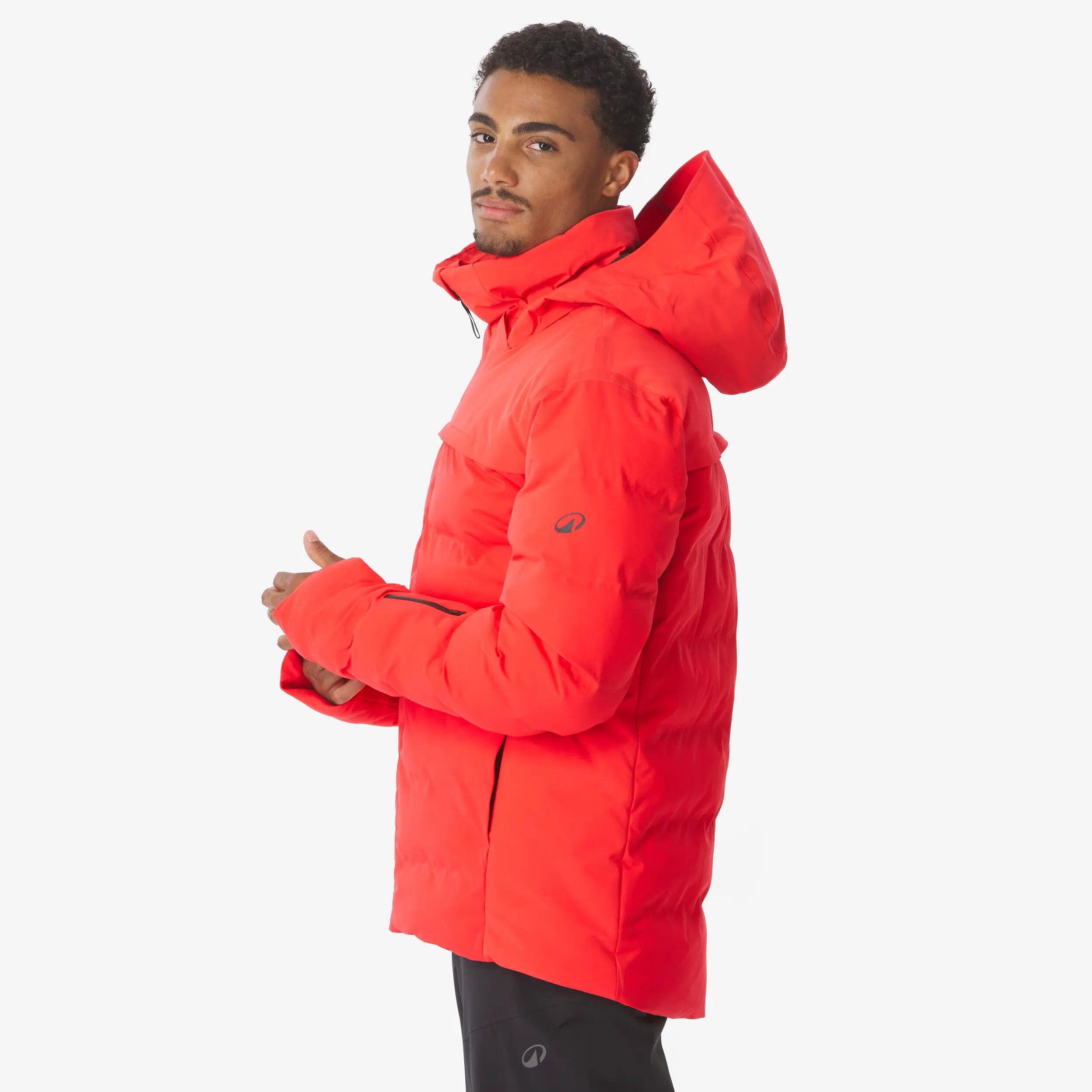 Casaco acolchoado de ski e snowboard quente homem, 500 WARM vermelho 4/16