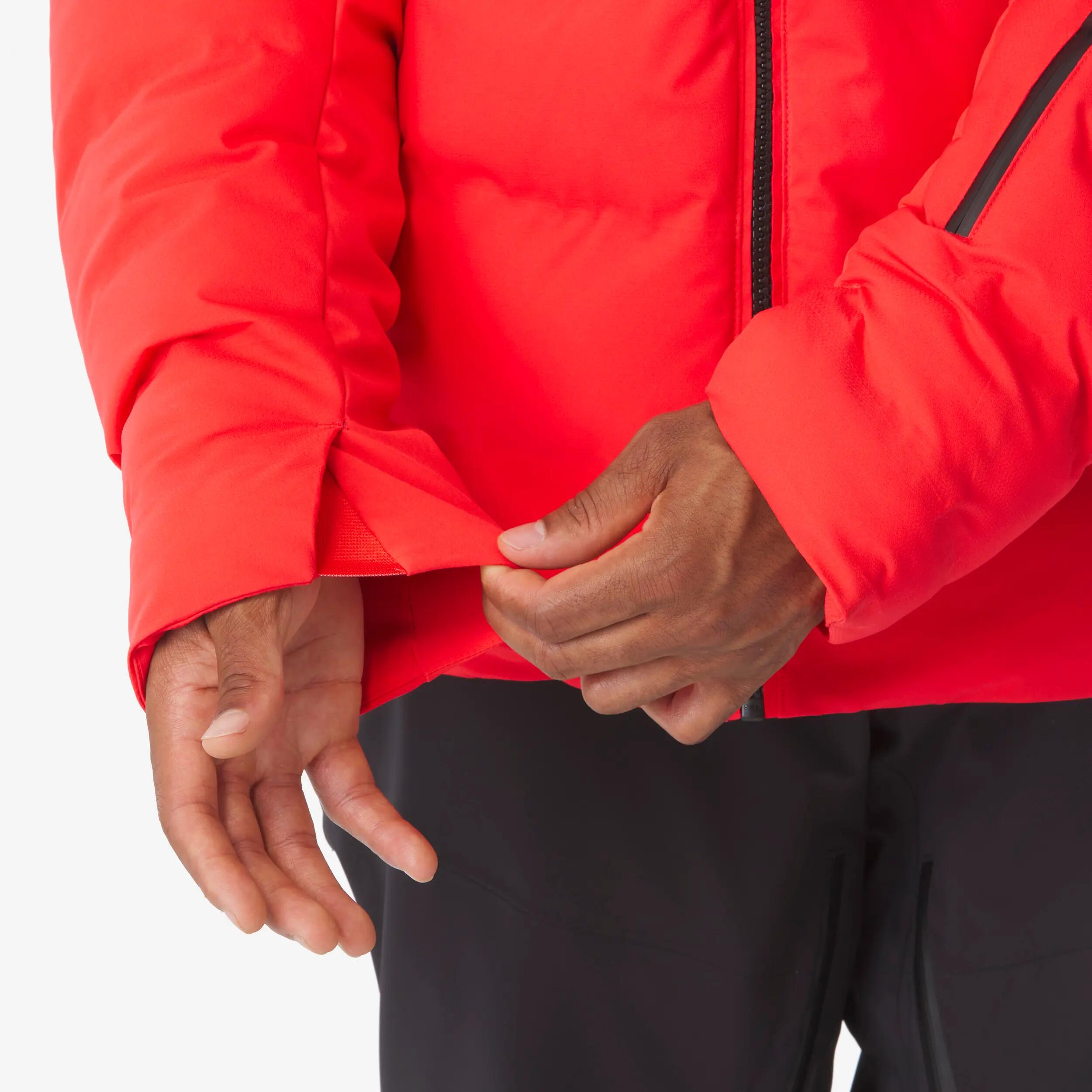Casaco acolchoado de ski e snowboard quente homem, 500 WARM vermelho 12/16