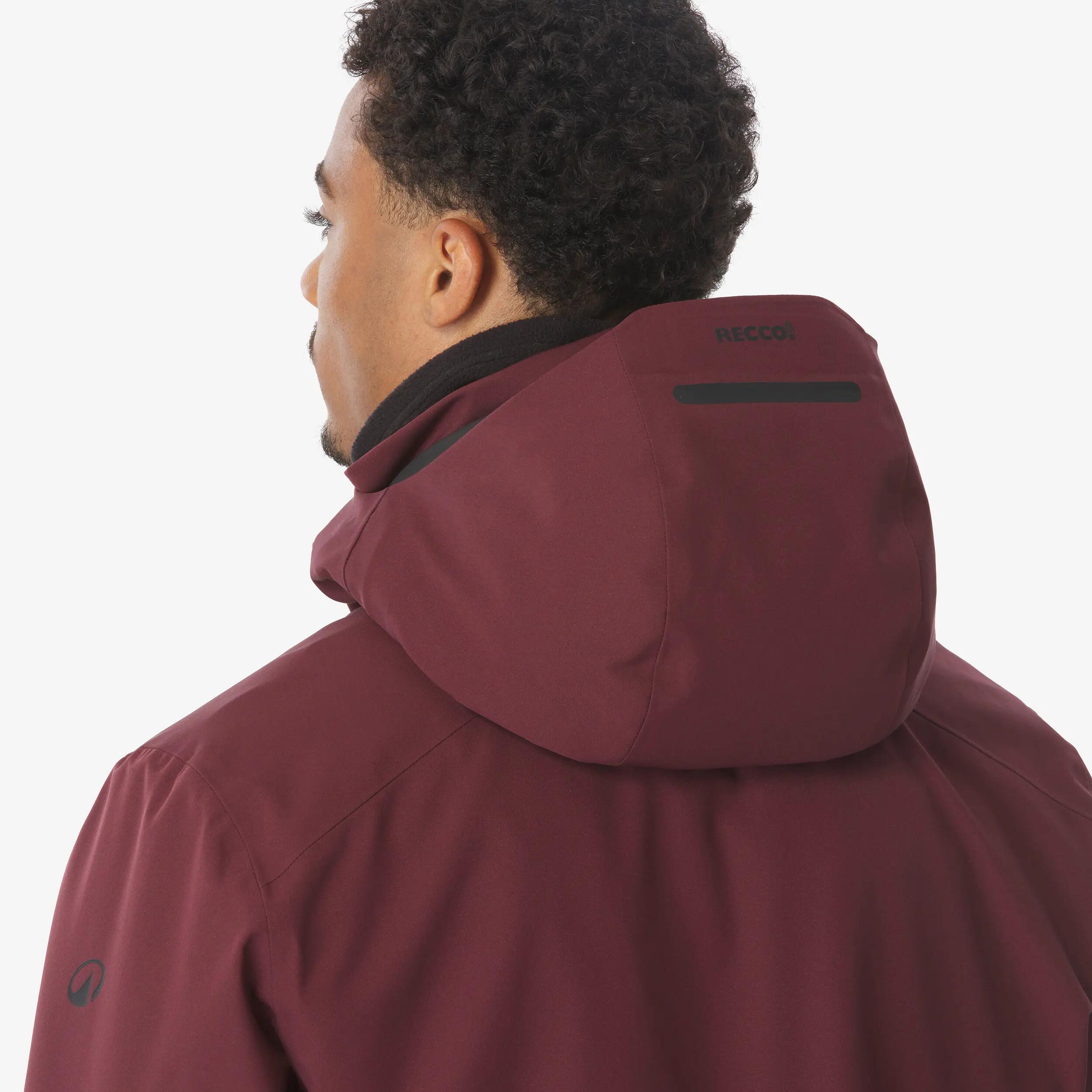 Jaqueta d'esquí snowboard impermeable home 500 bordeus  7/14