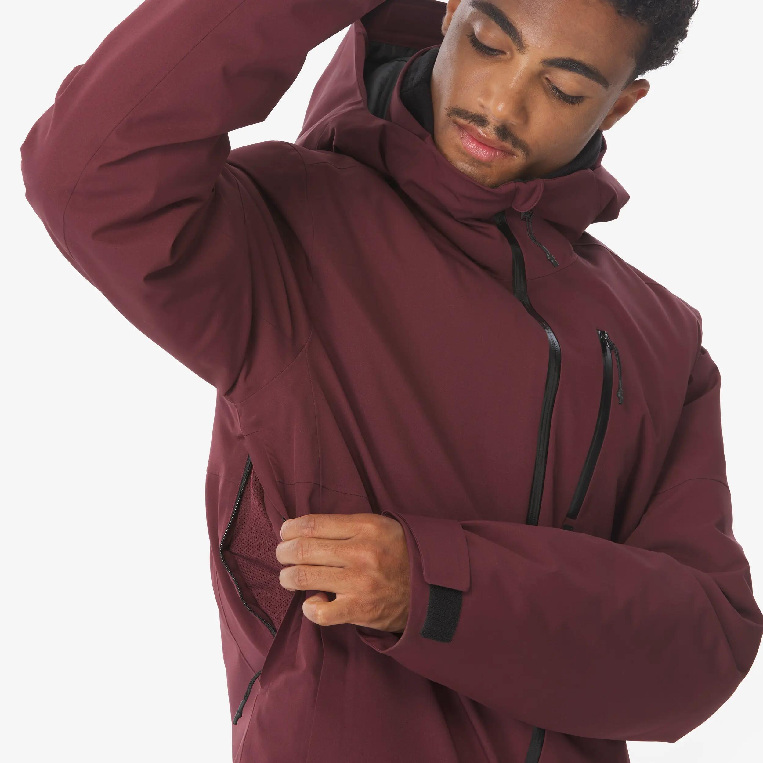 Jaqueta d'esquí snowboard impermeable home 500 bordeus  8/14