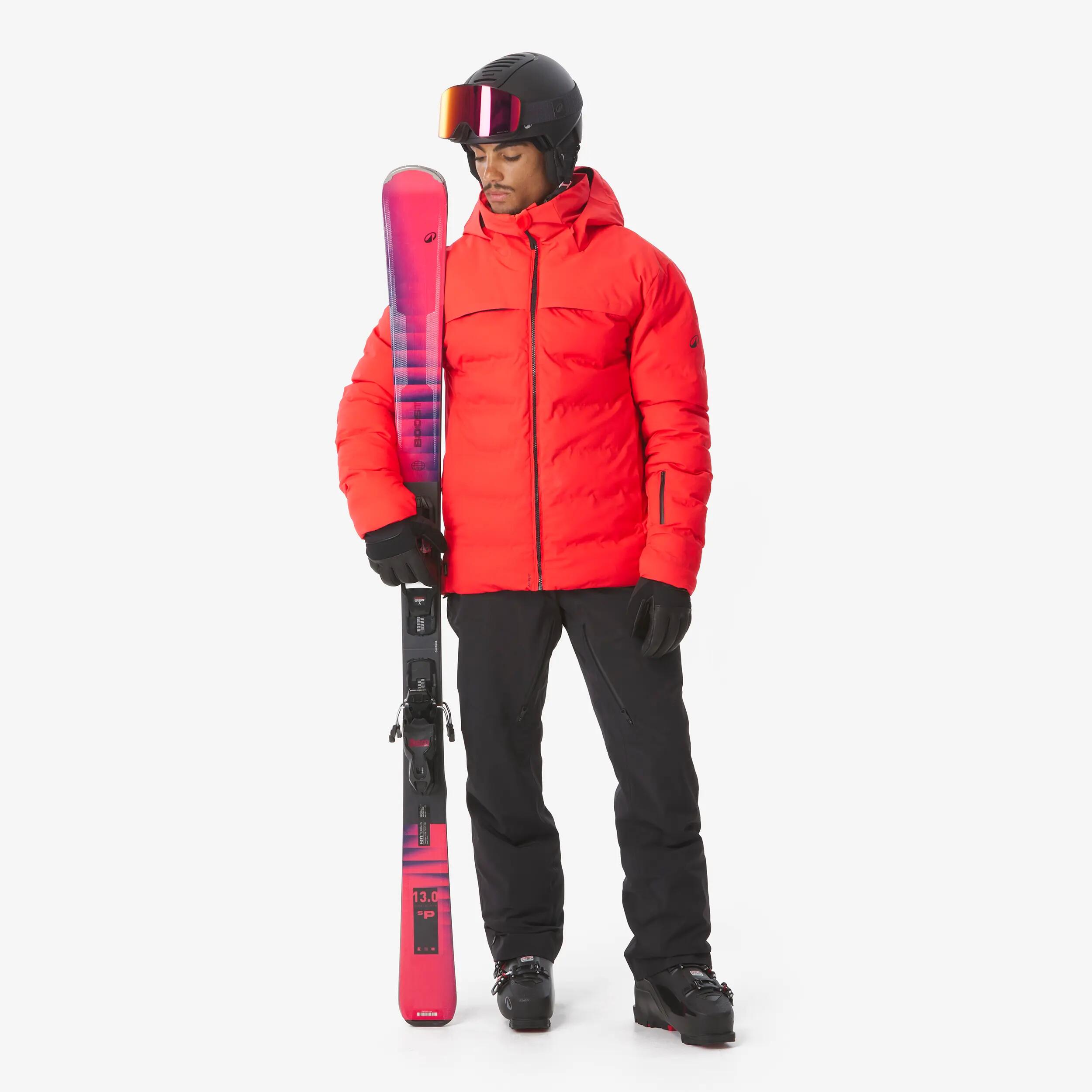 Casaco acolchoado de ski e snowboard quente homem, 500 WARM vermelho 3/16