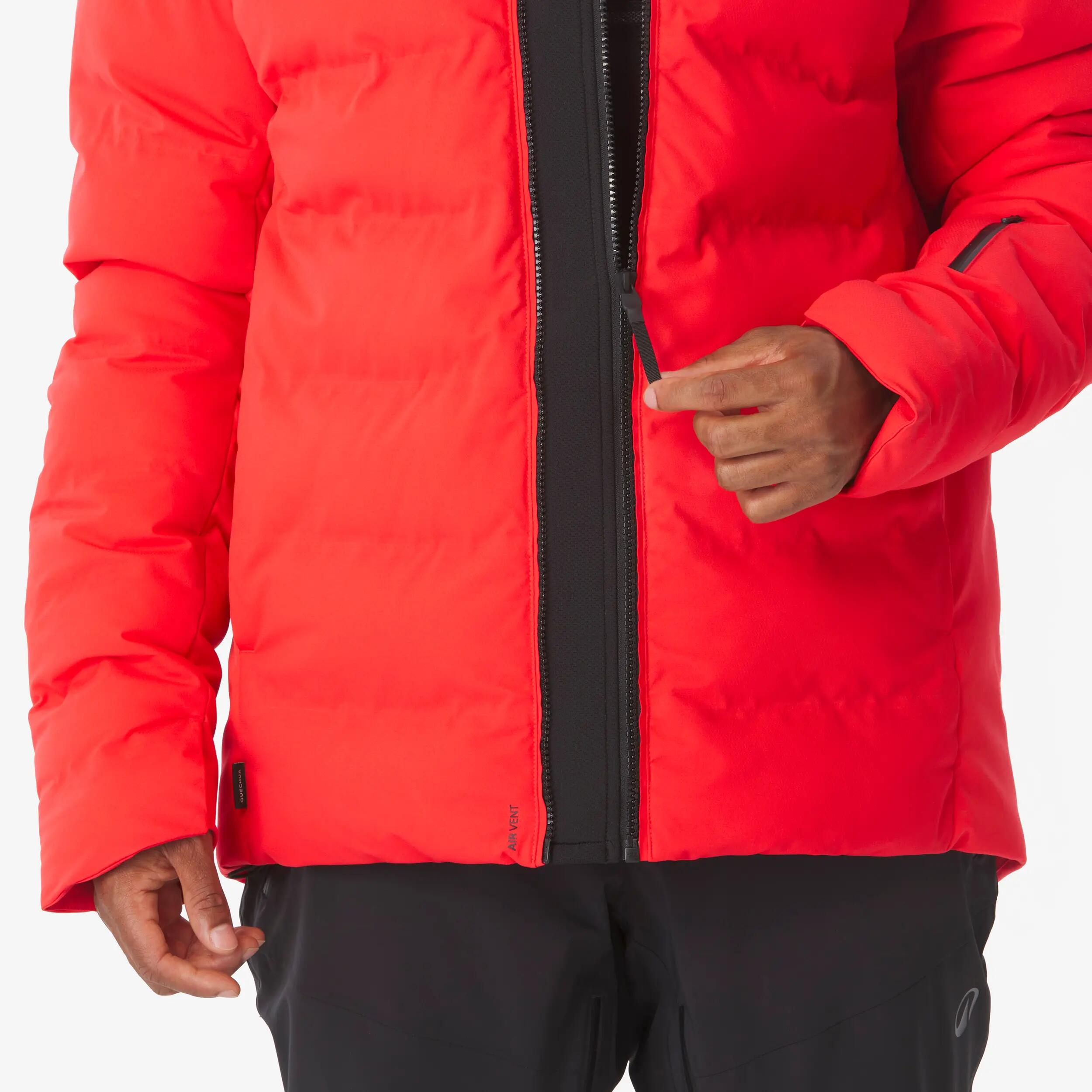 Casaco acolchoado de ski e snowboard quente homem, 500 WARM vermelho 11/16