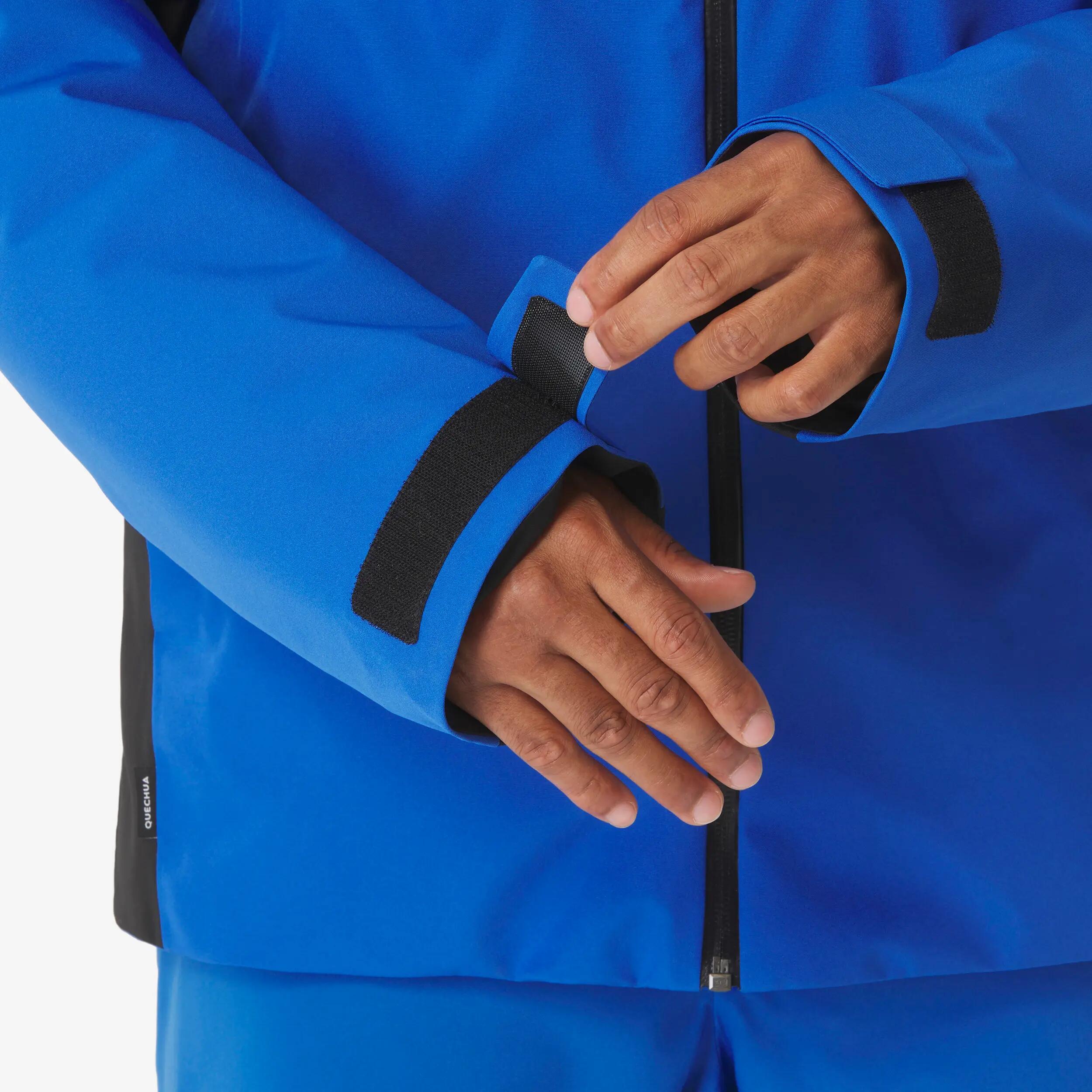 Casaco de ski e snowboard quente e impermeável homem, 500 azul e preto 9/24