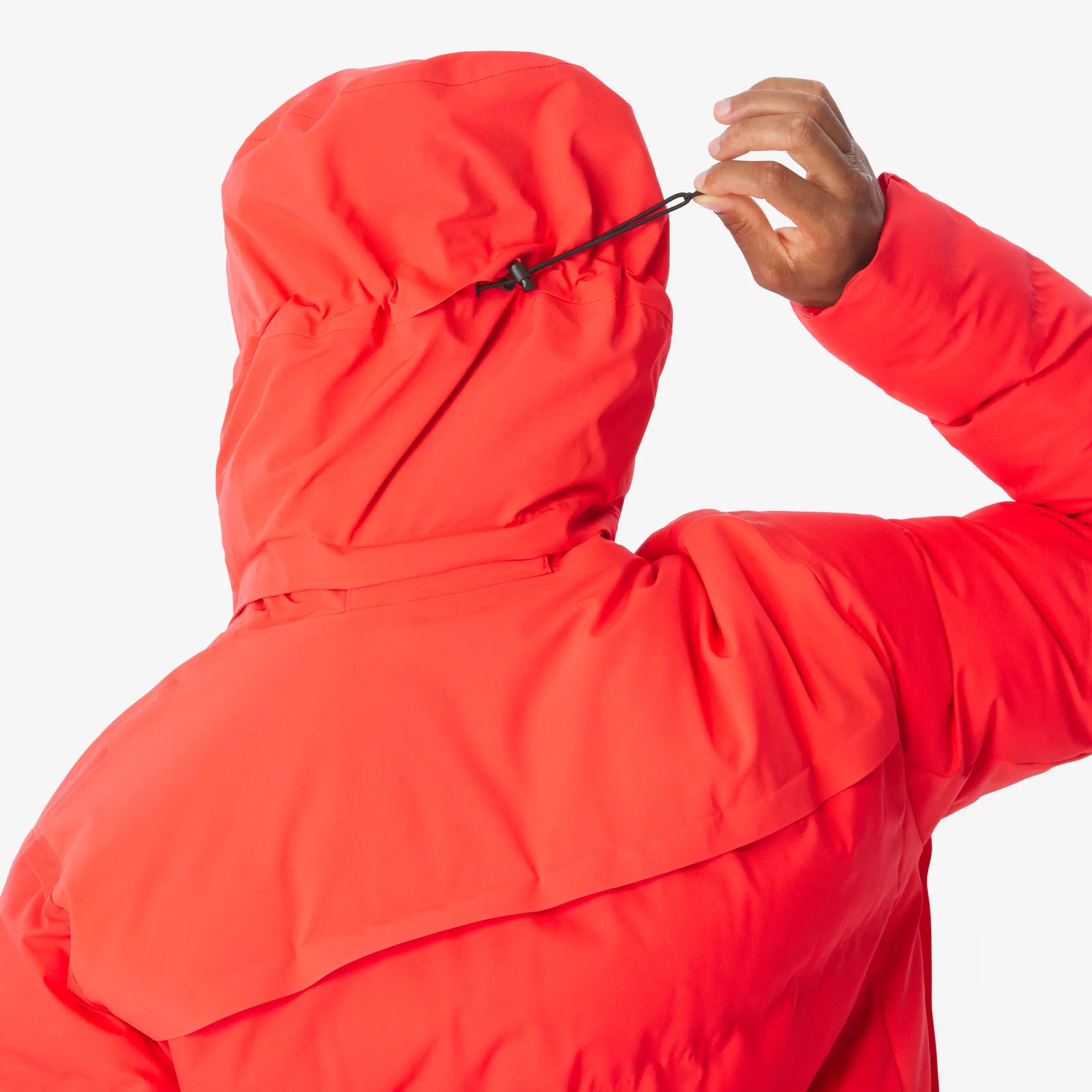 Casaco acolchoado de ski e snowboard quente homem, 500 WARM vermelho 7/16
