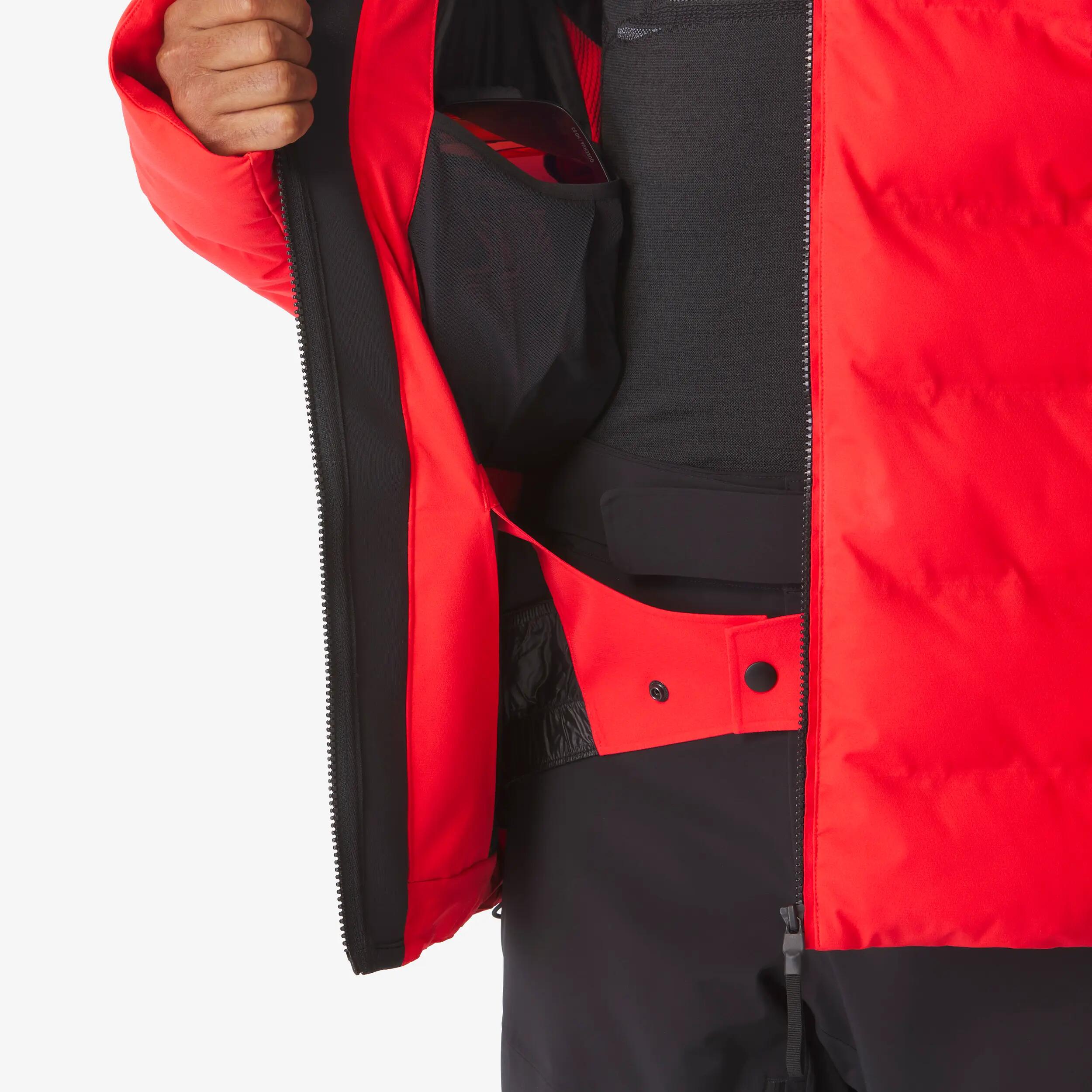 Casaco acolchoado de ski e snowboard quente homem, 500 WARM vermelho 13/16