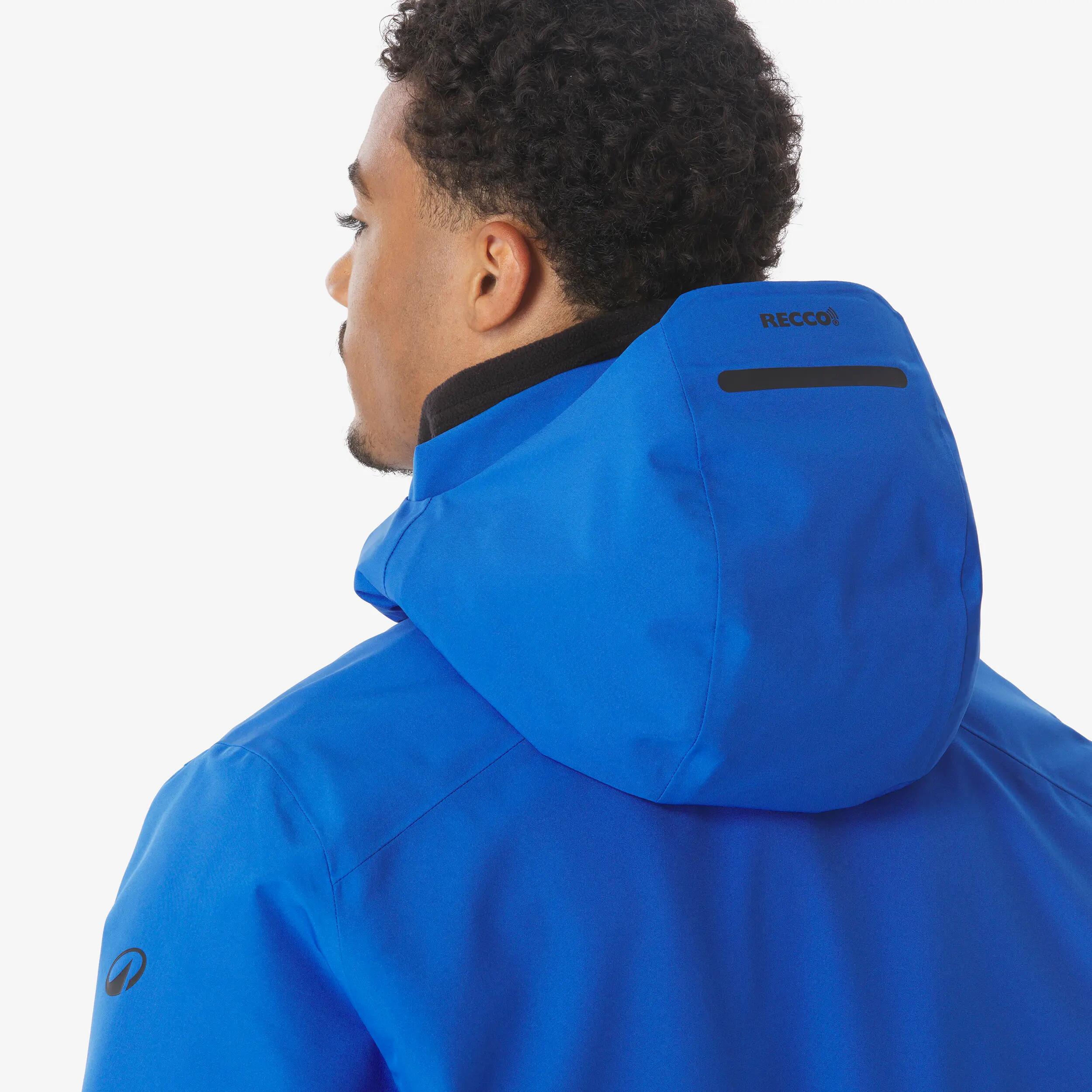 Casaco de ski e snowboard quente e impermeável homem, 500 azul e preto 7/24