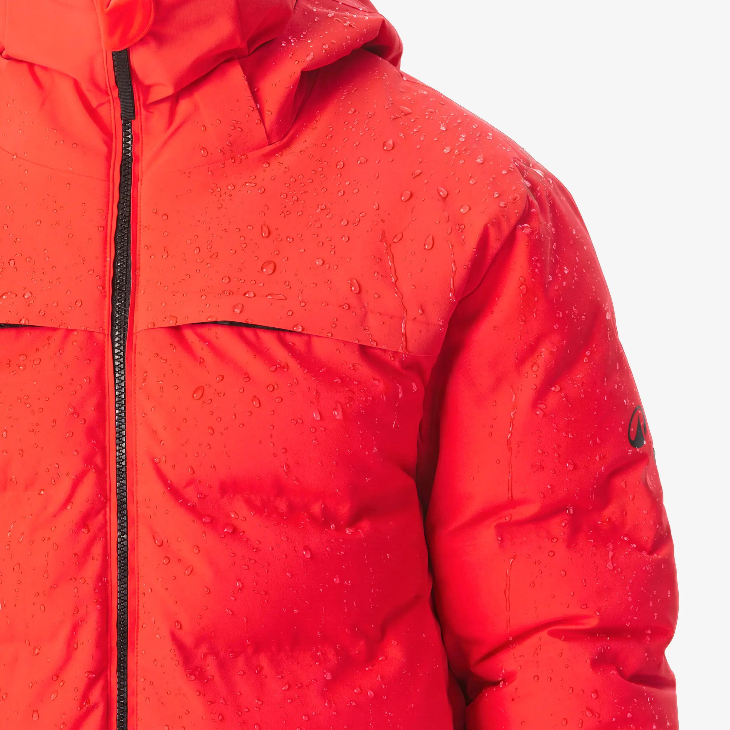 Casaco acolchoado de ski e snowboard quente homem, 500 WARM vermelho 14/16