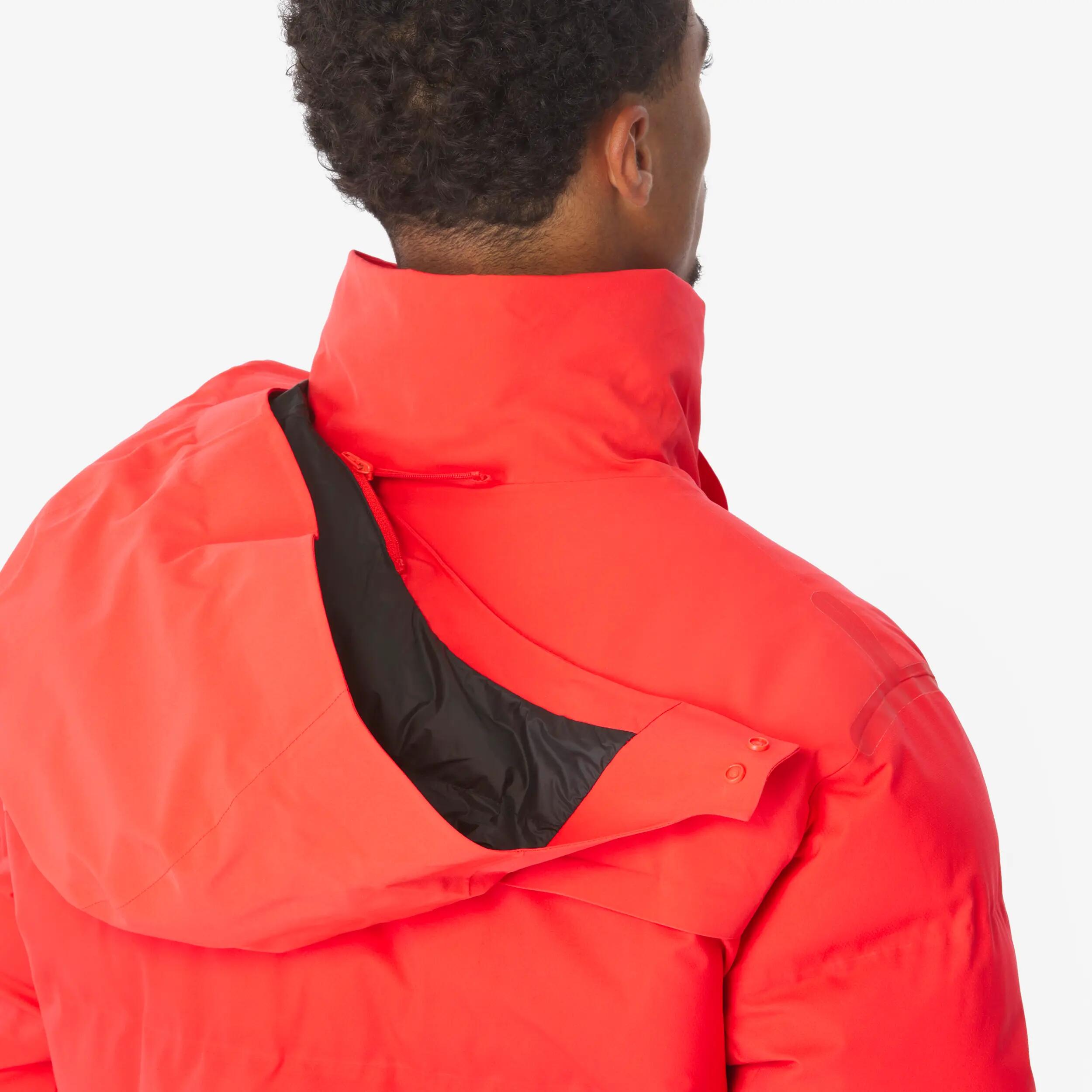 Casaco acolchoado de ski e snowboard quente homem, 500 WARM vermelho 6/16