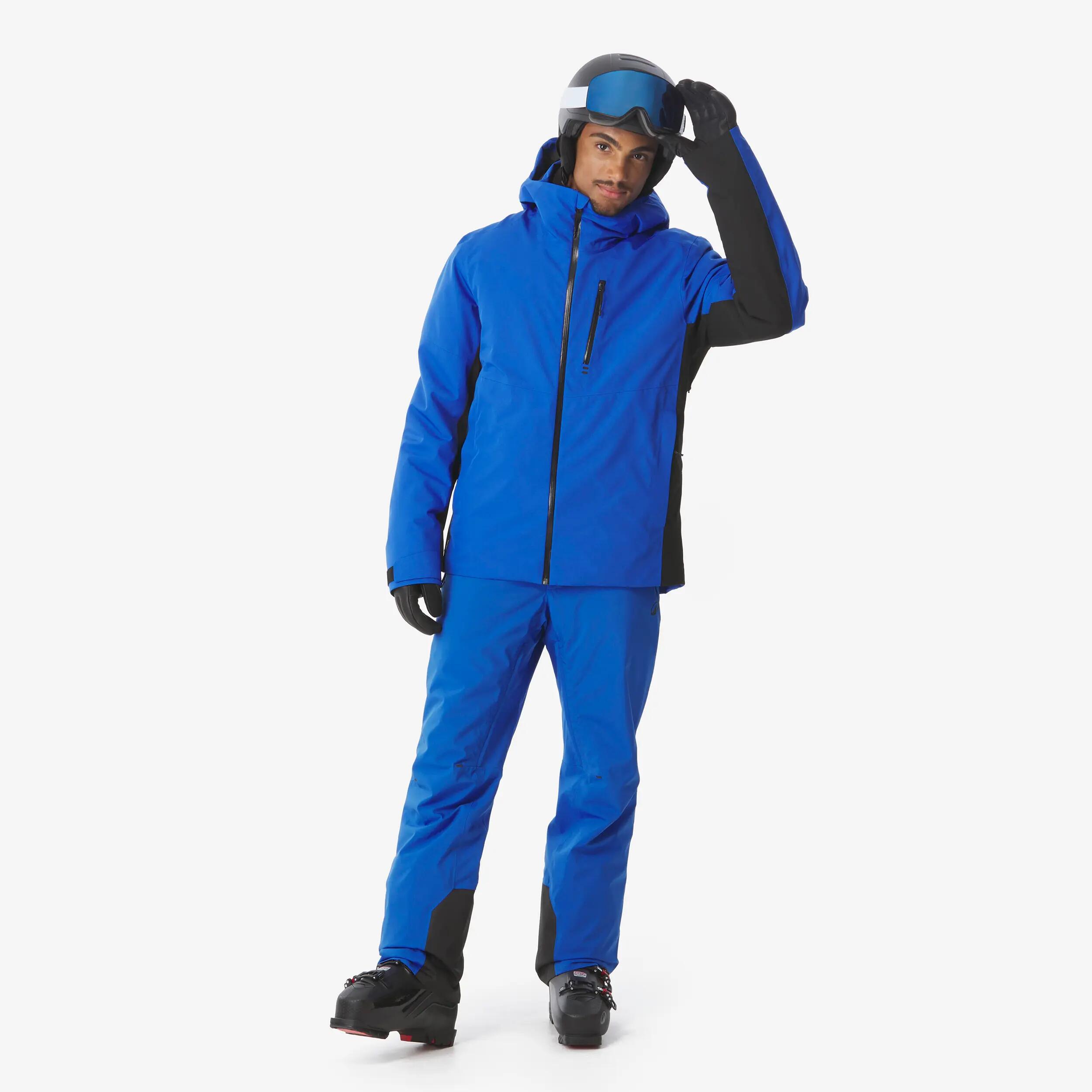 Casaco de ski e snowboard quente e impermeável homem, 500 azul e preto 4/24