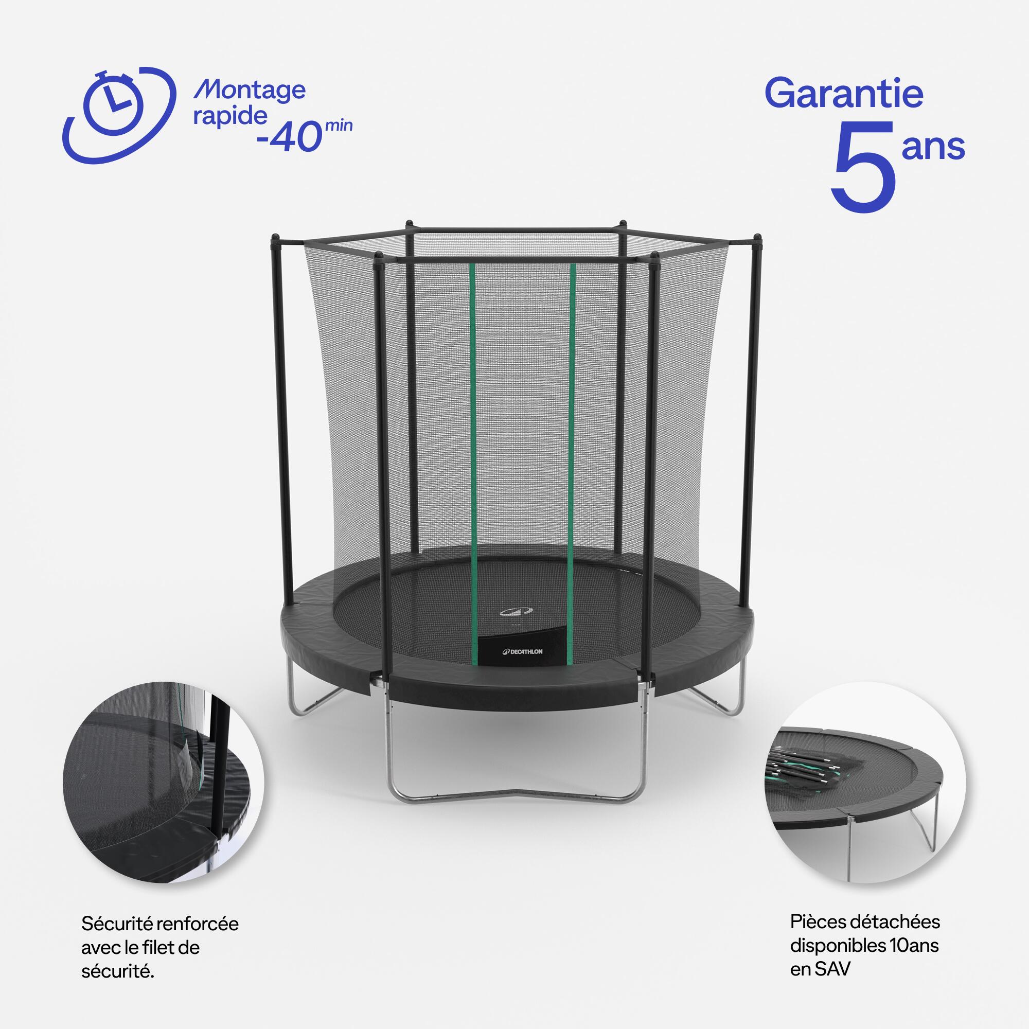 Trampoline rond avec filet de protection, Trampoline 240 2/19