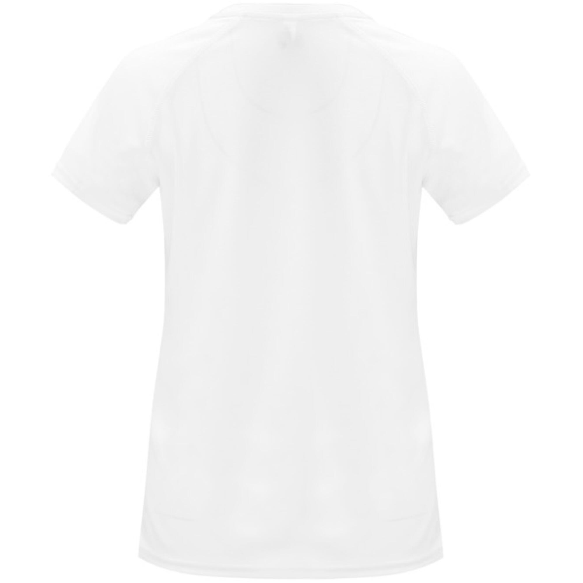 Camiseta manga corta running 100% poliéster transpirable Mujer Roly blanco 2/4