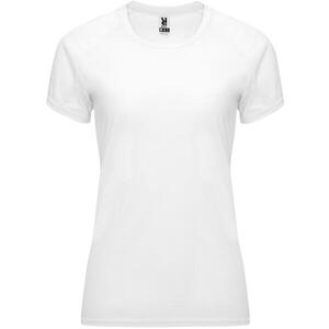 Camiseta manga corta running 100% poliéster transpirable Mujer Roly blanco