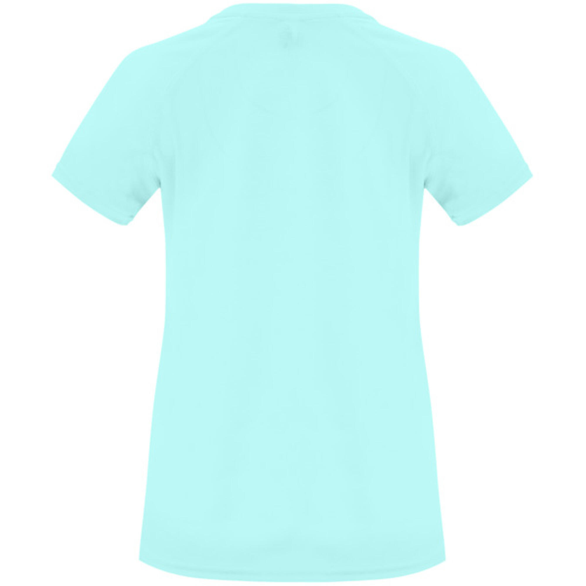 Camiseta manga corta running 100% poliéster transpirable Mujer Roly verde menta 2/4
