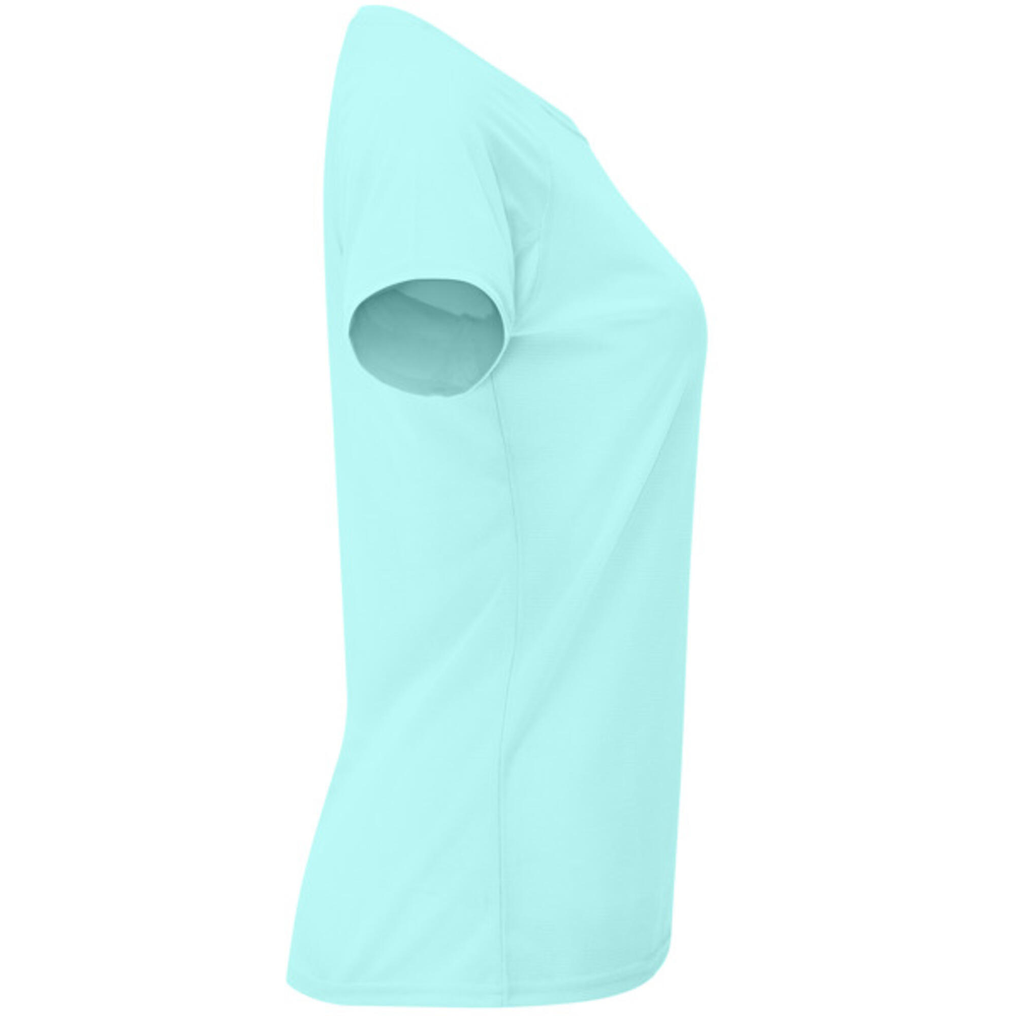 Camiseta manga corta running 100% poliéster transpirable Mujer Roly verde menta 4/4
