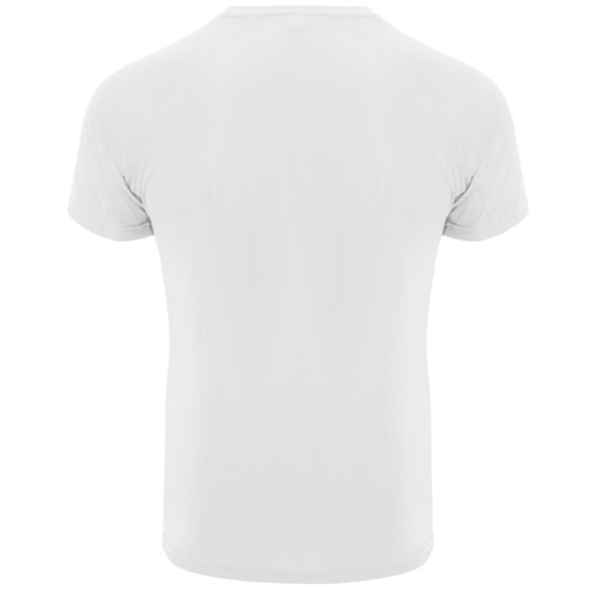 Camiseta manga corta running 100% poliéster transpirable Hombre Roly blanco 2/4