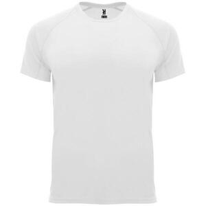 Camiseta manga corta running 100% poliéster transpirable Hombre Roly blanco