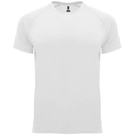 Camiseta manga corta running 100% poliéster transpirable Hombre Roly blanco
