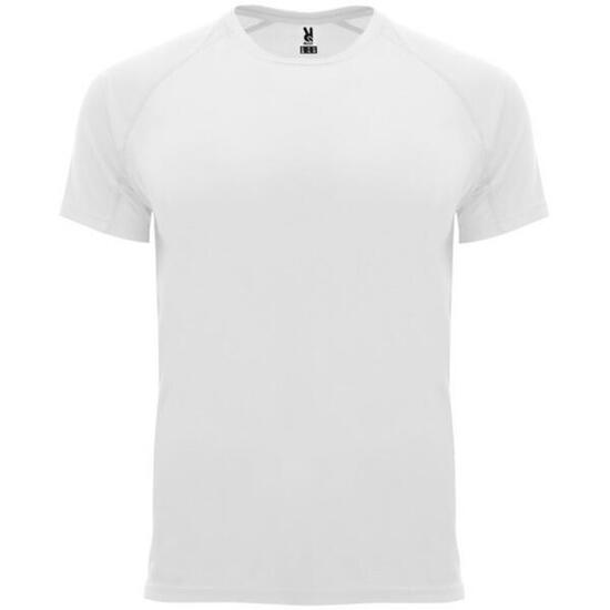 Camiseta manga corta running 100% poliéster transpirable Hombre Roly blanco