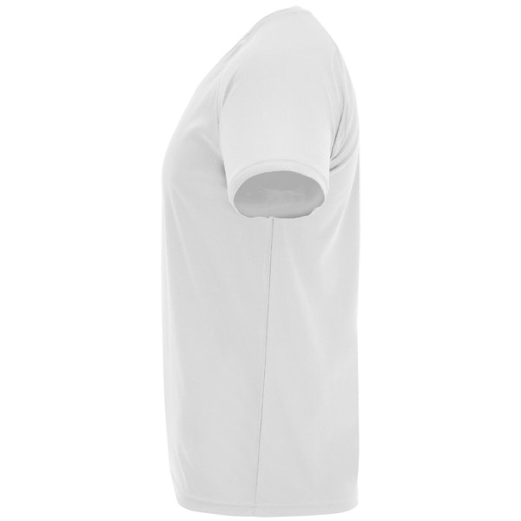 Camiseta manga corta running 100% poliéster transpirable Hombre Roly blanco 3/4
