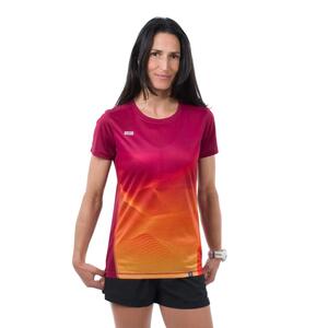 Camiseta manga corta running Mujer 42K Wave Vulcan burdeos